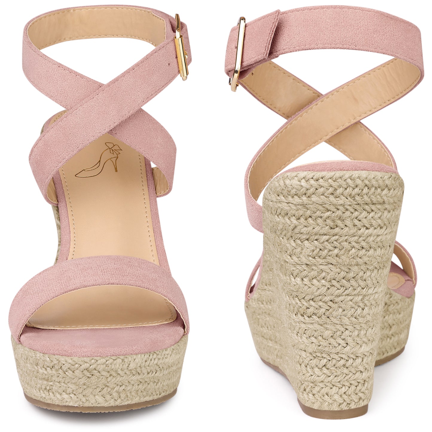 Sandalias de cuña con tacón de alpargata entrecruzada y punta abierta con plataforma para mujer