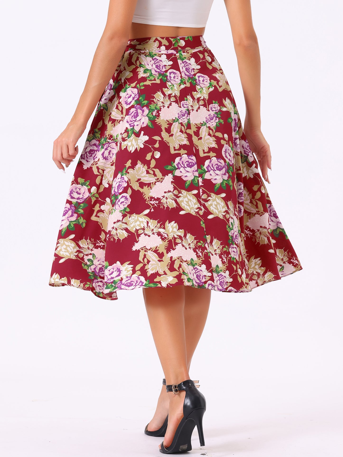 Falda midi cruzada con estampado floral bohemio de playa tropical para mujer