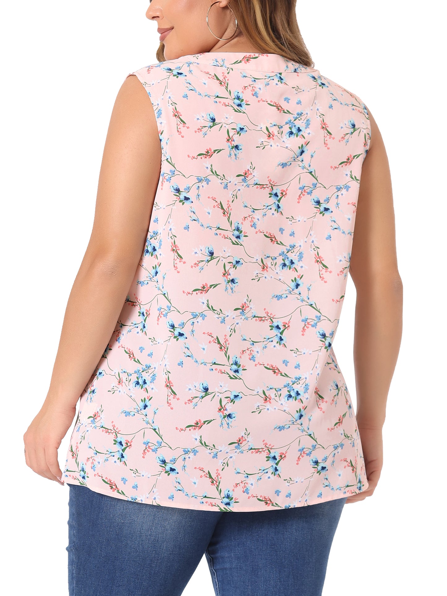 Women Plus Size Top Floral Blouse Sleeveless Tank Top