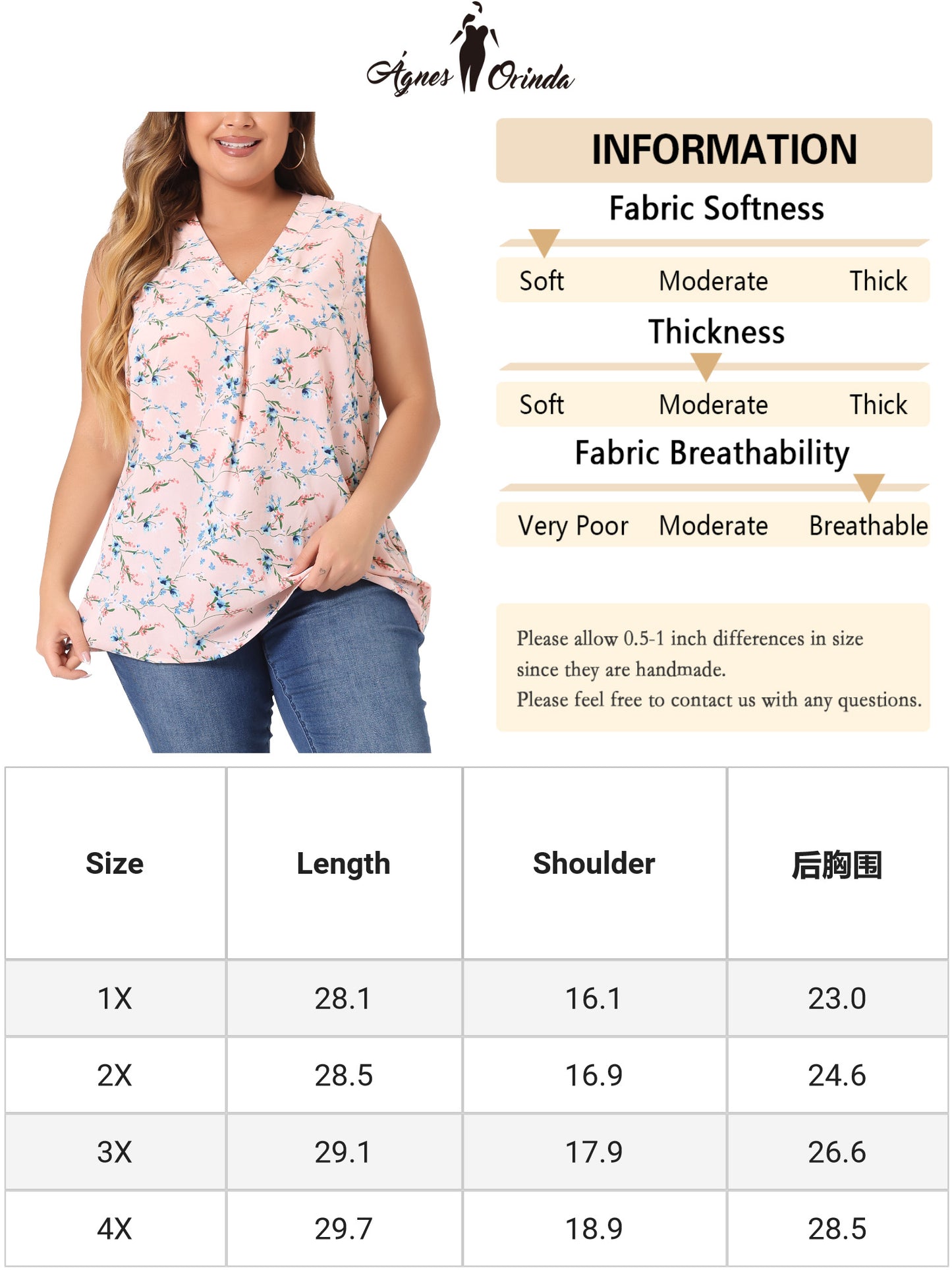 Women Plus Size Top Floral Blouse Sleeveless Tank Top