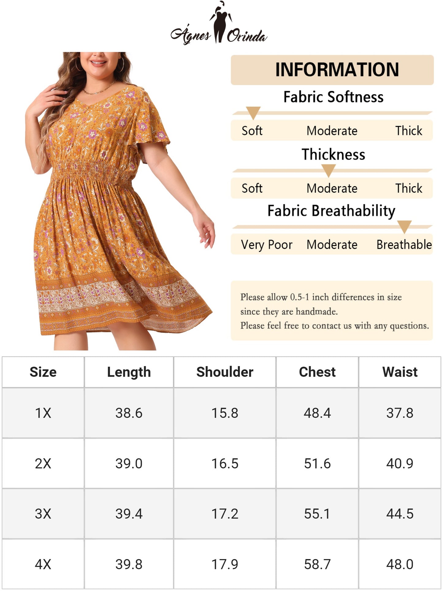 Vestido midi de verano con escote en V y cintura bohemia con estampado de talla grande para mujer