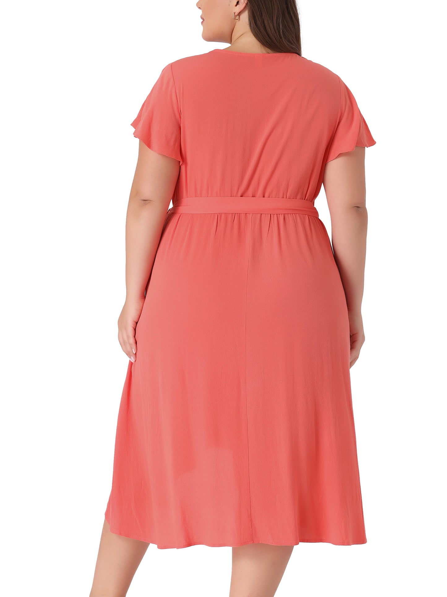 Women's Plus Size Summer Boho Dress V Neck Short Sleeve High Low a Line Beach Midi Dress