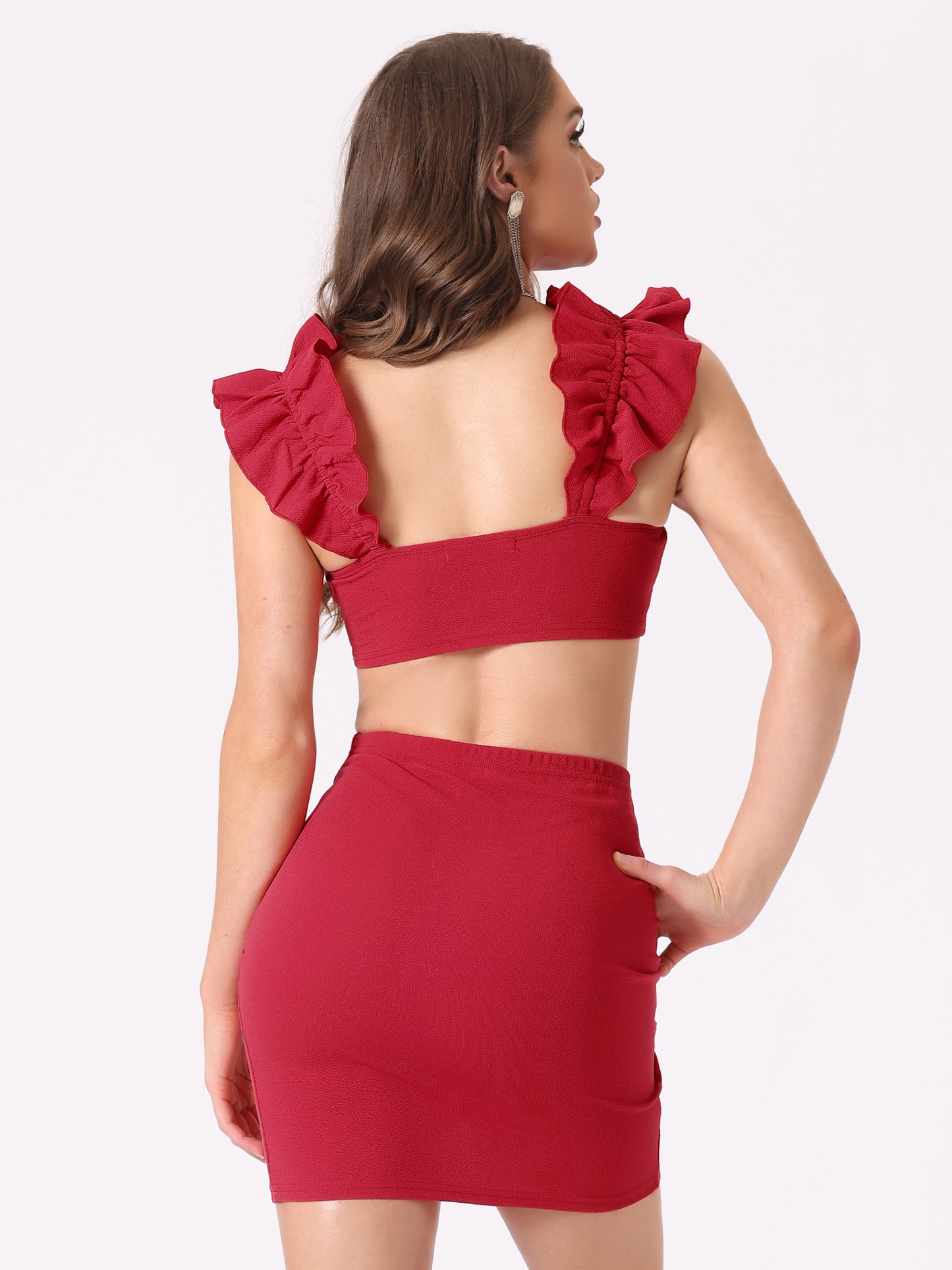 Women's 2 Piece Set Crop Tank Top Bodycon Mini Skirt Set