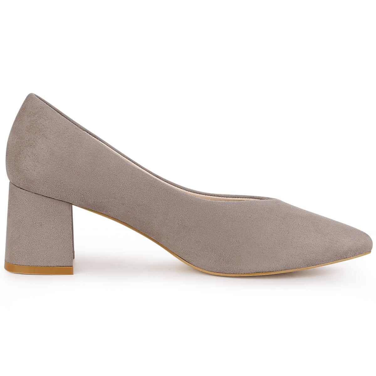 Women's Pointy Toe Slip on Low Heel Pump Chunky Heels Pumps