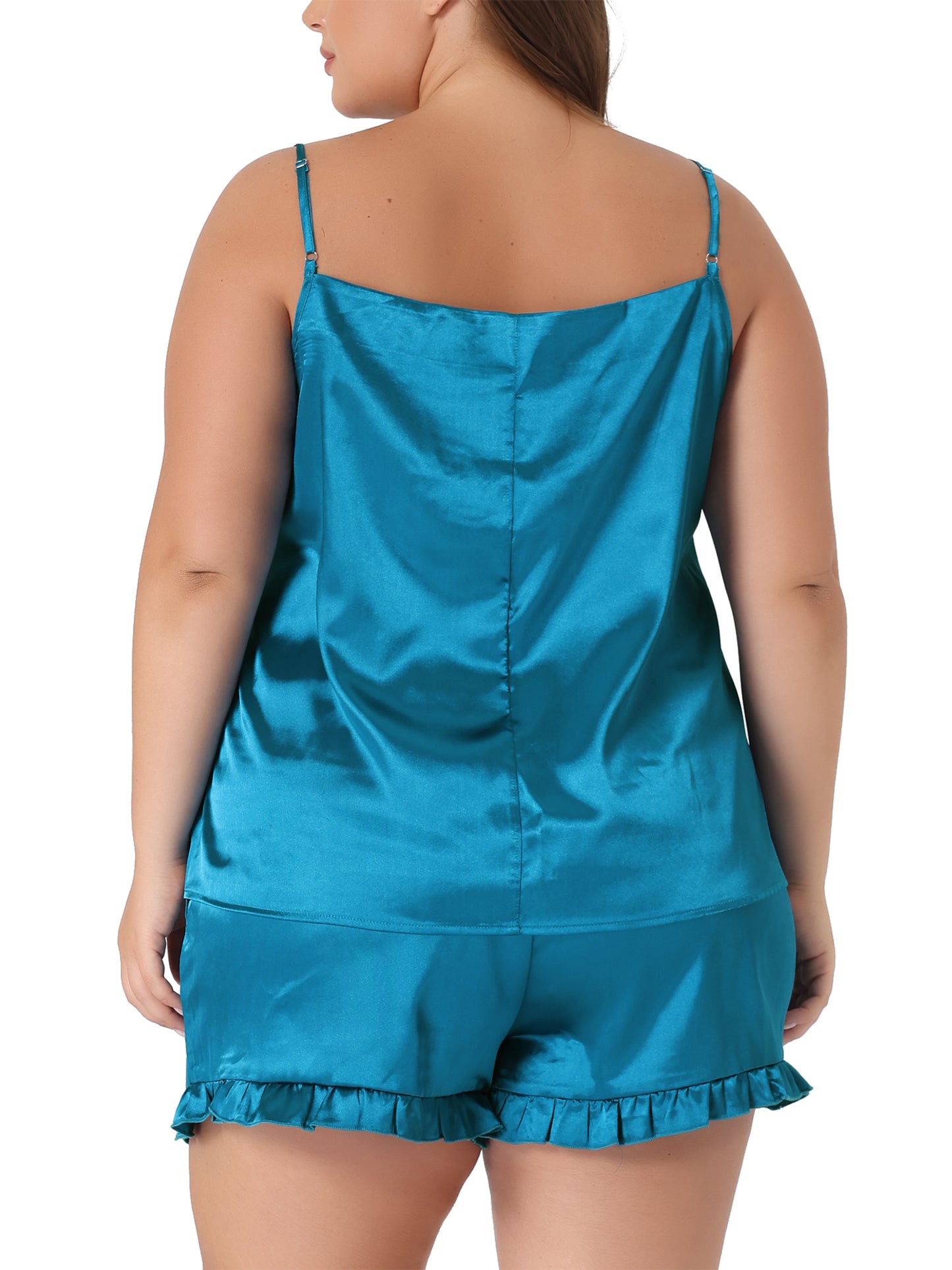 Women Plus Size Pajama Set Lingerie Sleepwear 2 Piece Cami Shorts Set V Neck Pj Sleepwear