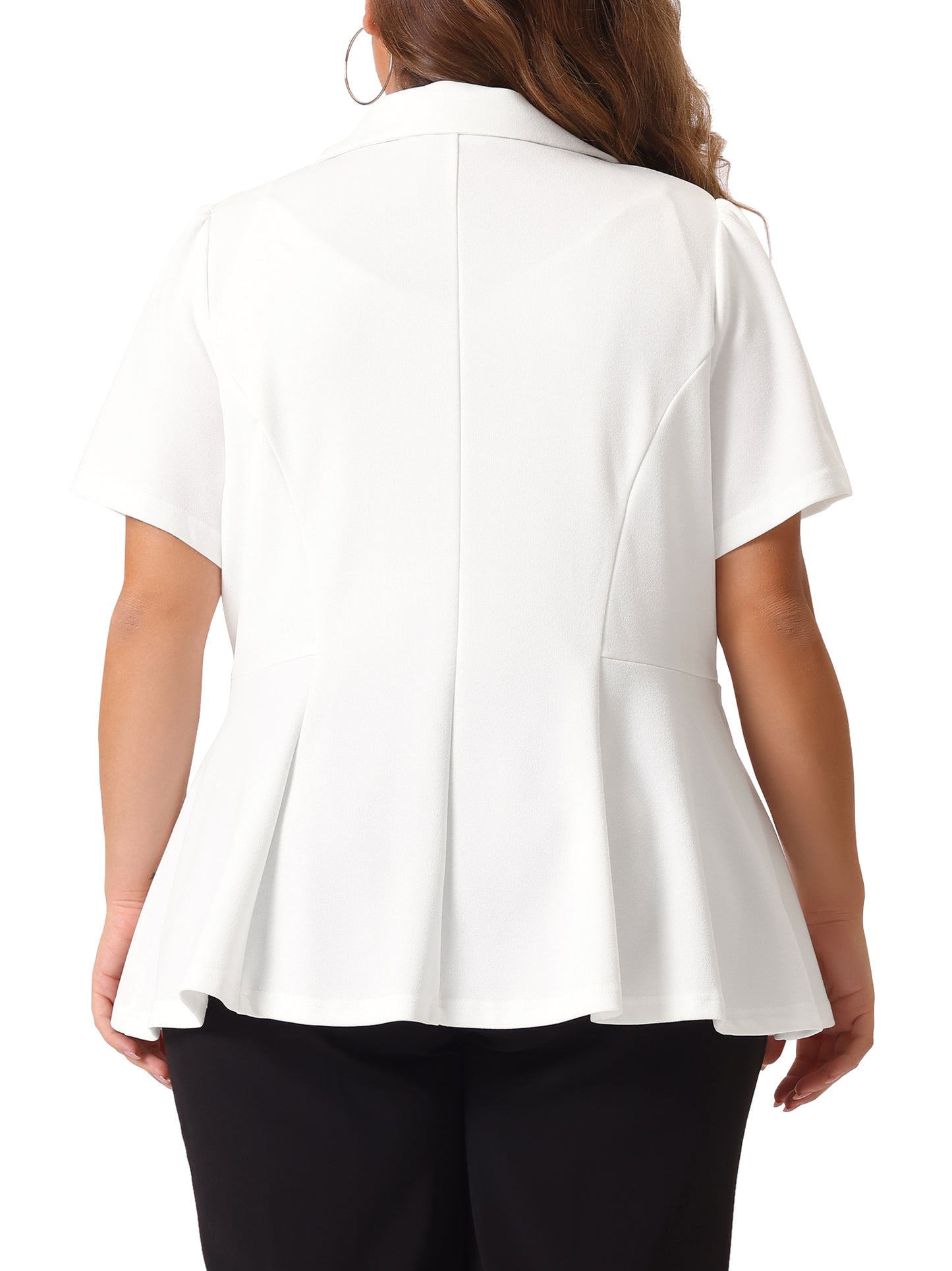 Women Plus Size Blazer Short Sleeve Office Work Button Jacket Business Suit