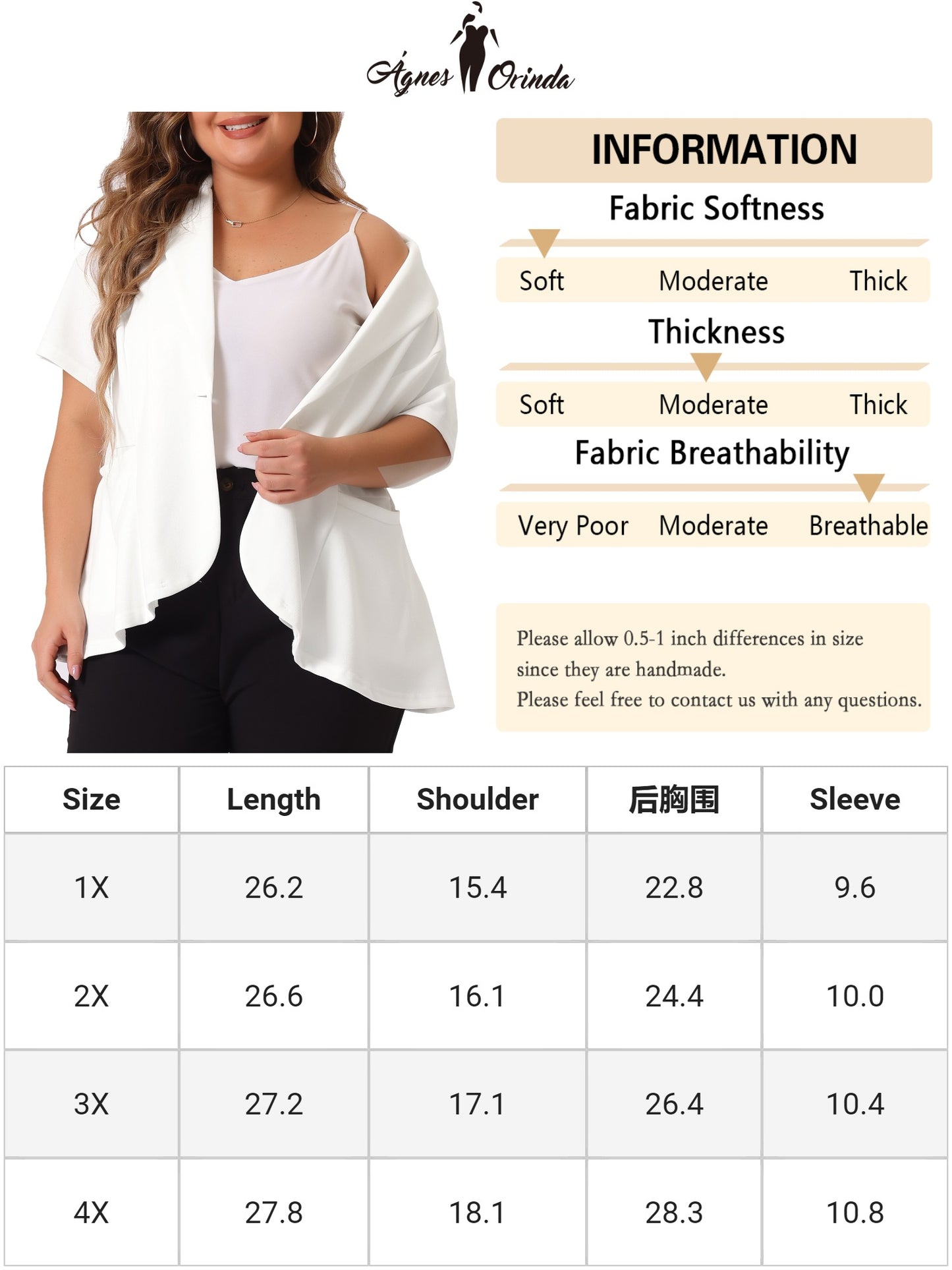 Women Plus Size Blazer Short Sleeve Office Work Button Jacket Business Suit