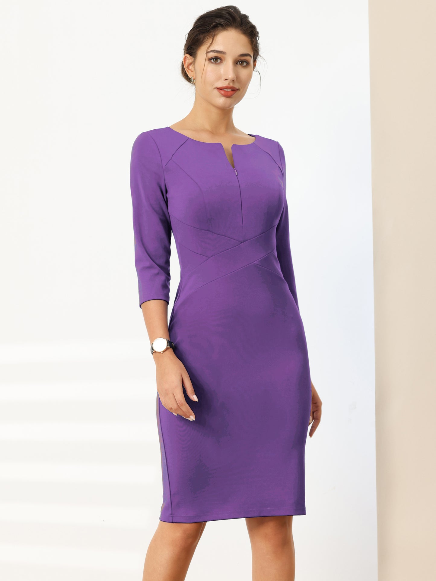 Women's Funeral Sheath Dress Knee Length Work Pencil Dresses