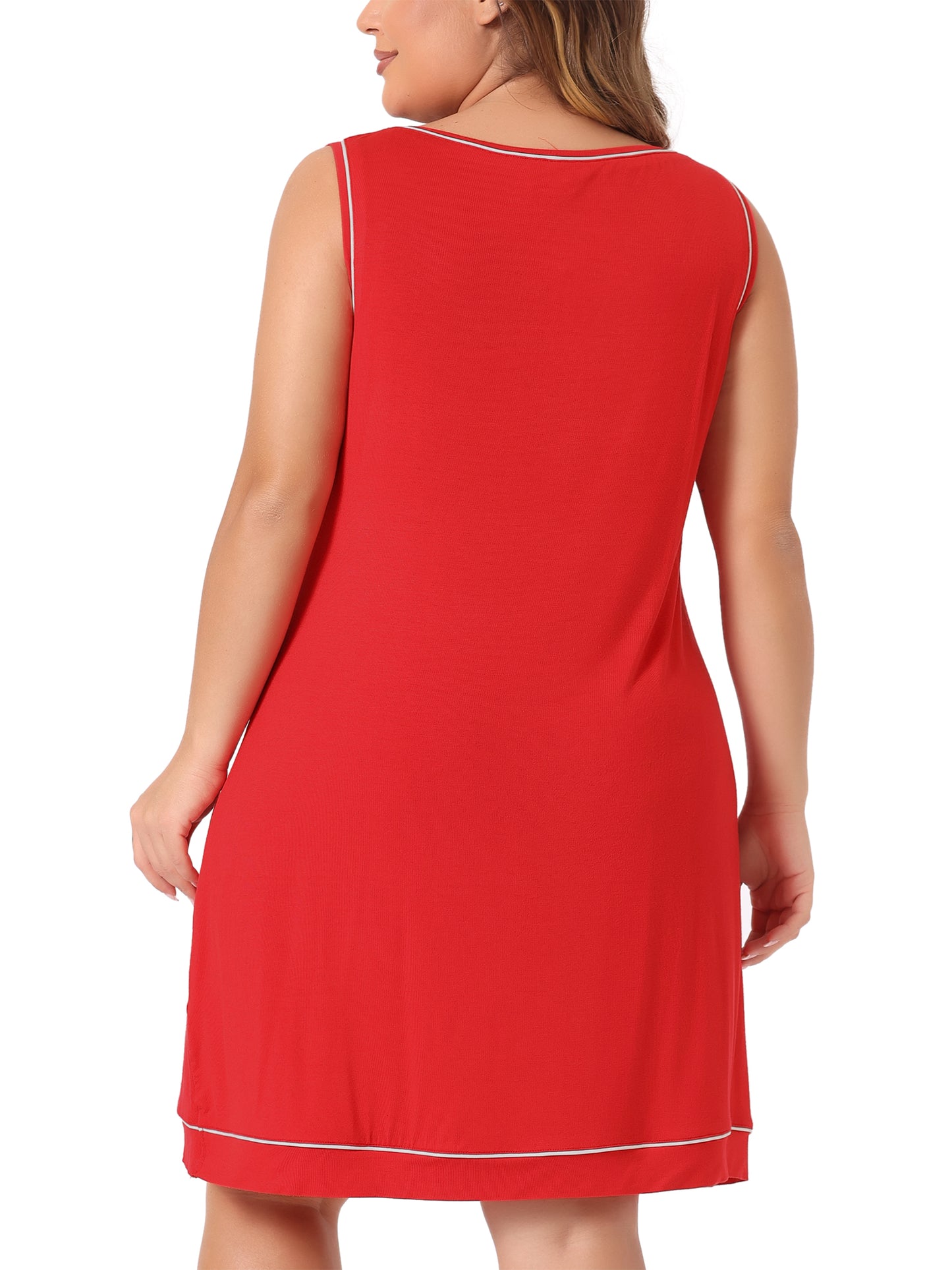 Women Plus Size Nightgown Sleeveless Round Neck Lounge Sleep Dress PJs Nightgowns