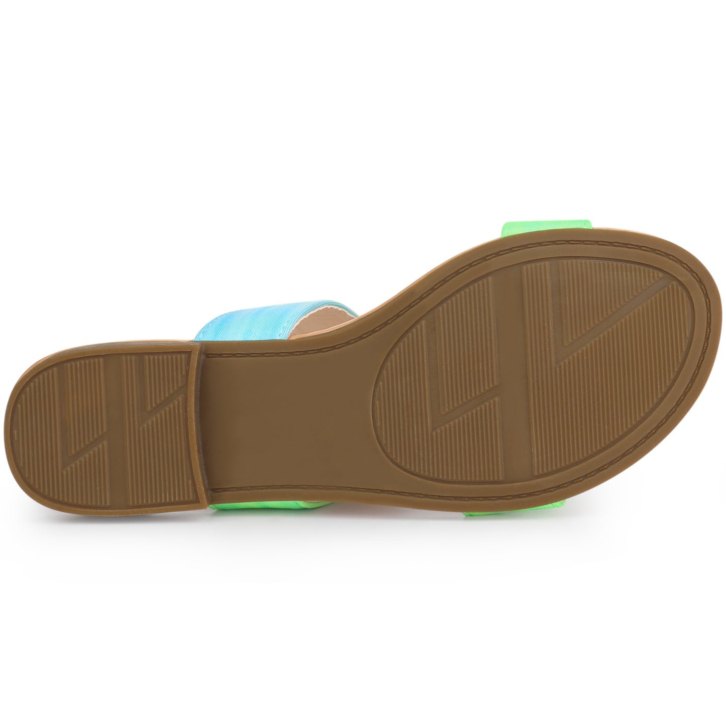 Women's Tie Dye Dual Straps Slip On Fluorescent Slides Flats Sandals