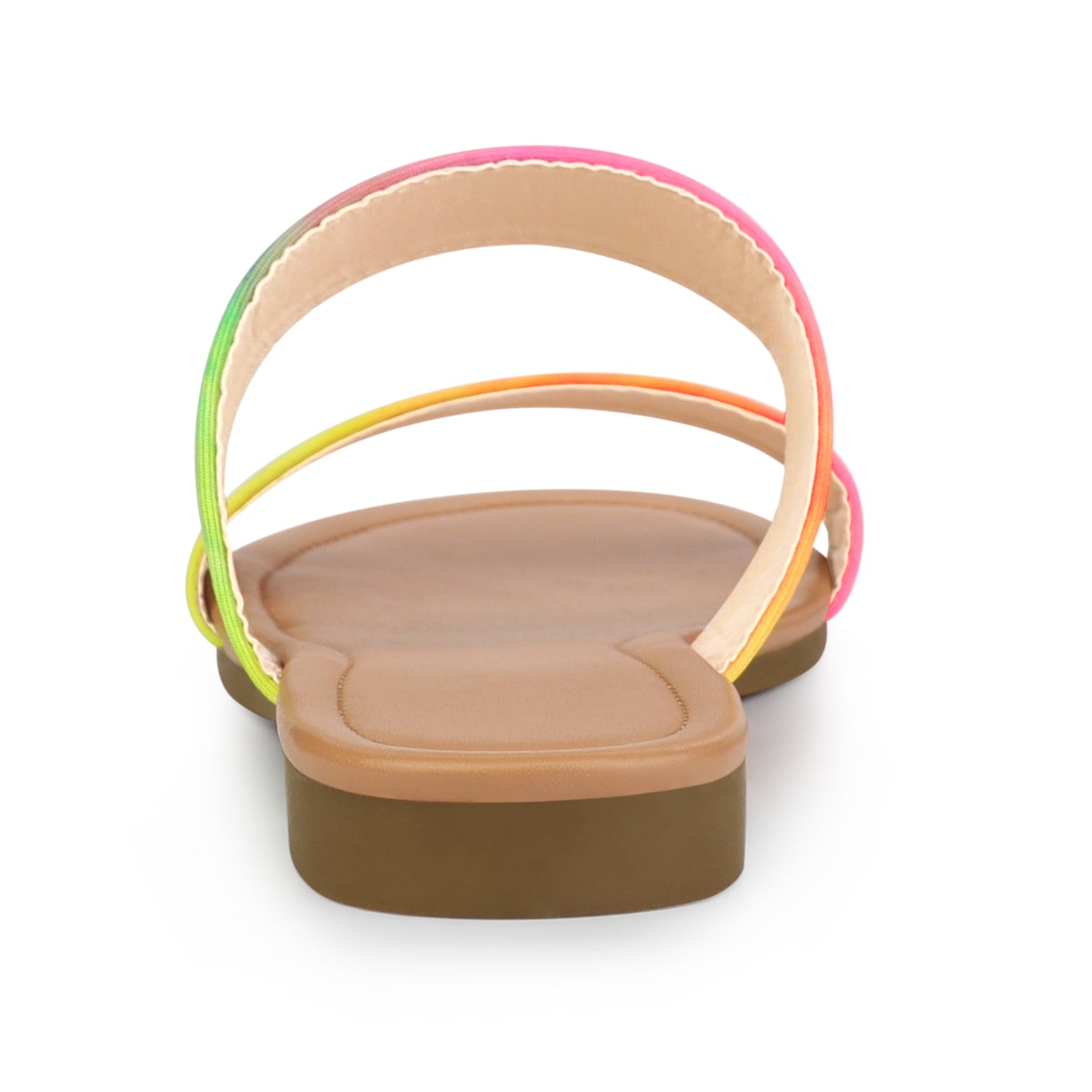 Sandalias planas fluorescentes con tiras dobles y efecto tie-dye para mujer