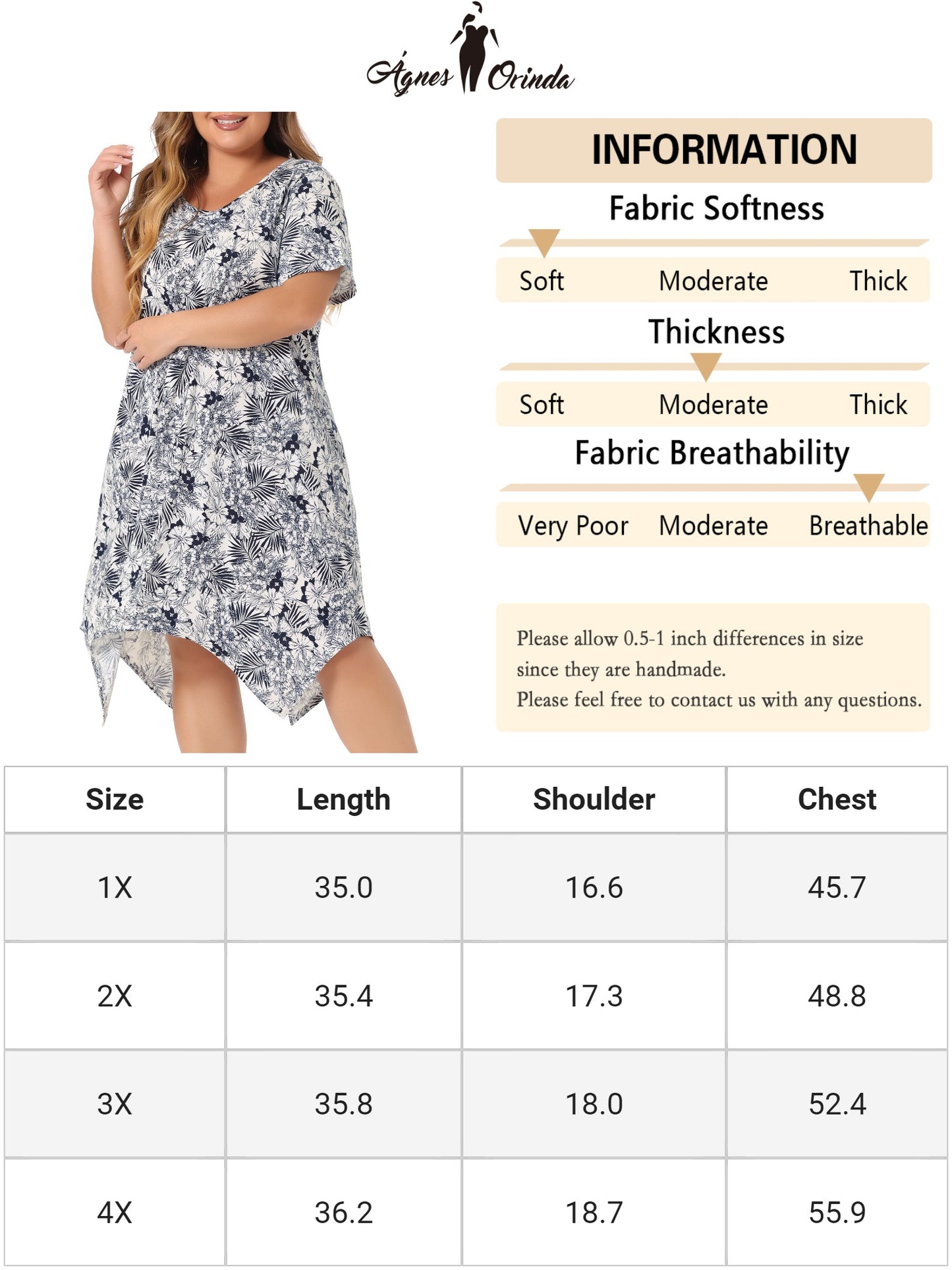 Women Plus Size Nightgowns Rose Floral Nightshirt Sleepwear Sleepdress