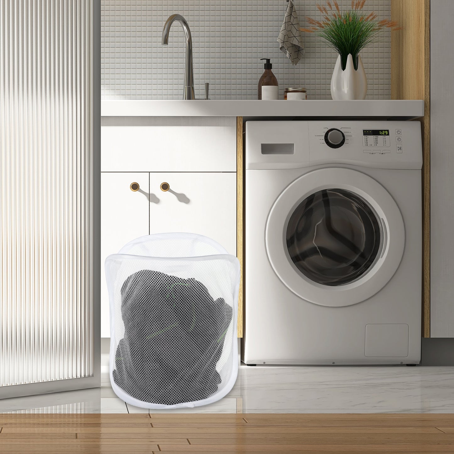 Wall-mounted Folding Laundry Basket for Bathroom 11.81"x7.09"x15.75" 20L White