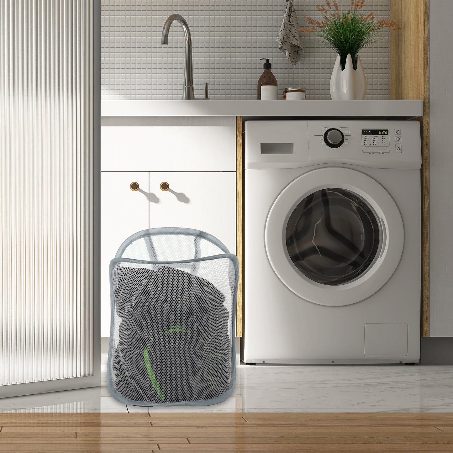 Wall-mounted Folding Laundry Basket for Bathroom 11.81"x7.09"x15.75" 20L Gray