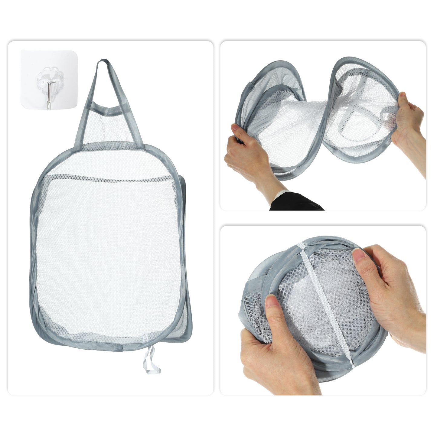 Wall-mounted Folding Laundry Basket for Bathroom 11.81"x7.09"x15.75" 20L Gray