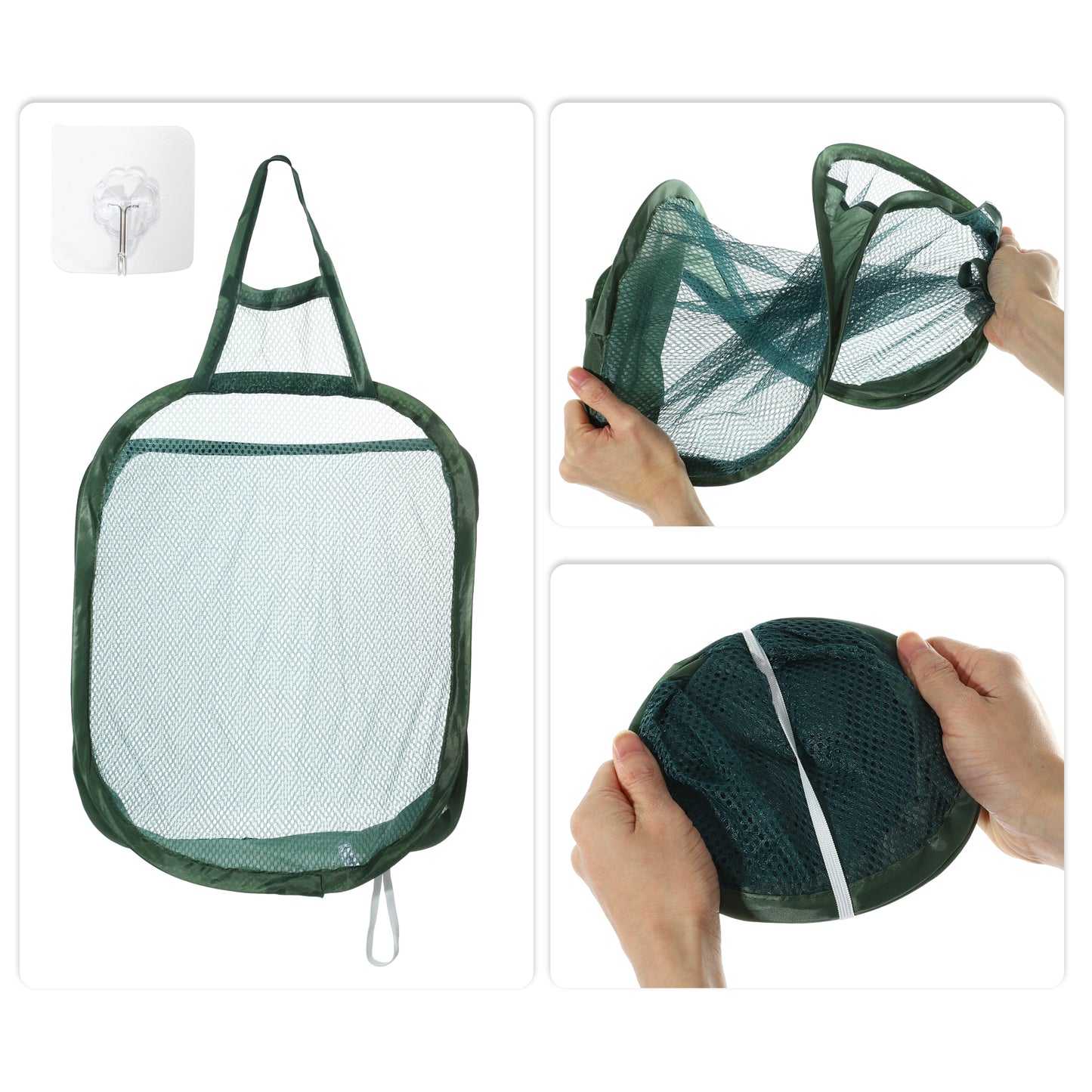 Wall-mounted Folding Laundry Basket for Bathroom 11.81"x7.09"x15.75" 20L Green