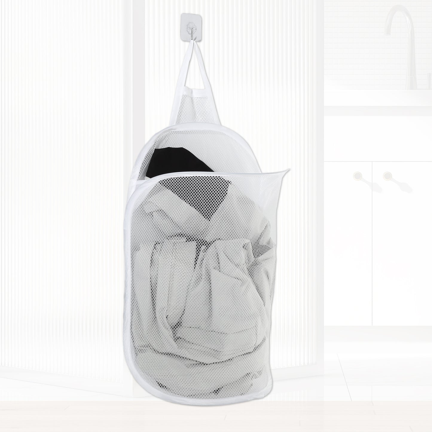Wall-mounted Folding Laundry Basket for Bathroom 15.75"x7.87"x23.62" 48L White