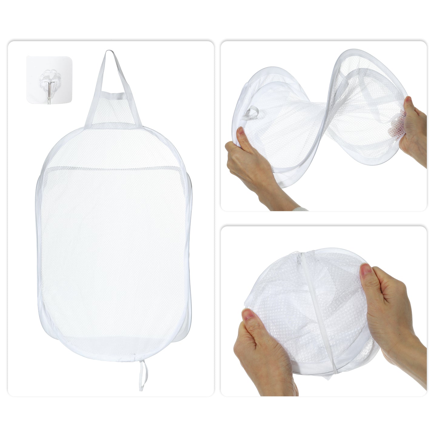 Wall-mounted Folding Laundry Basket for Bathroom 15.75"x7.87"x23.62" 48L White