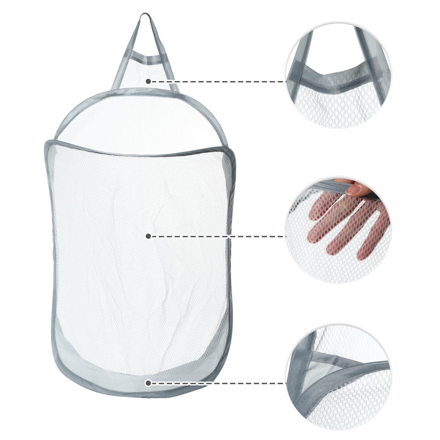 Wall-mounted Folding Laundry Basket for Bathroom 15.75"x7.87"x23.62" 48L Gray