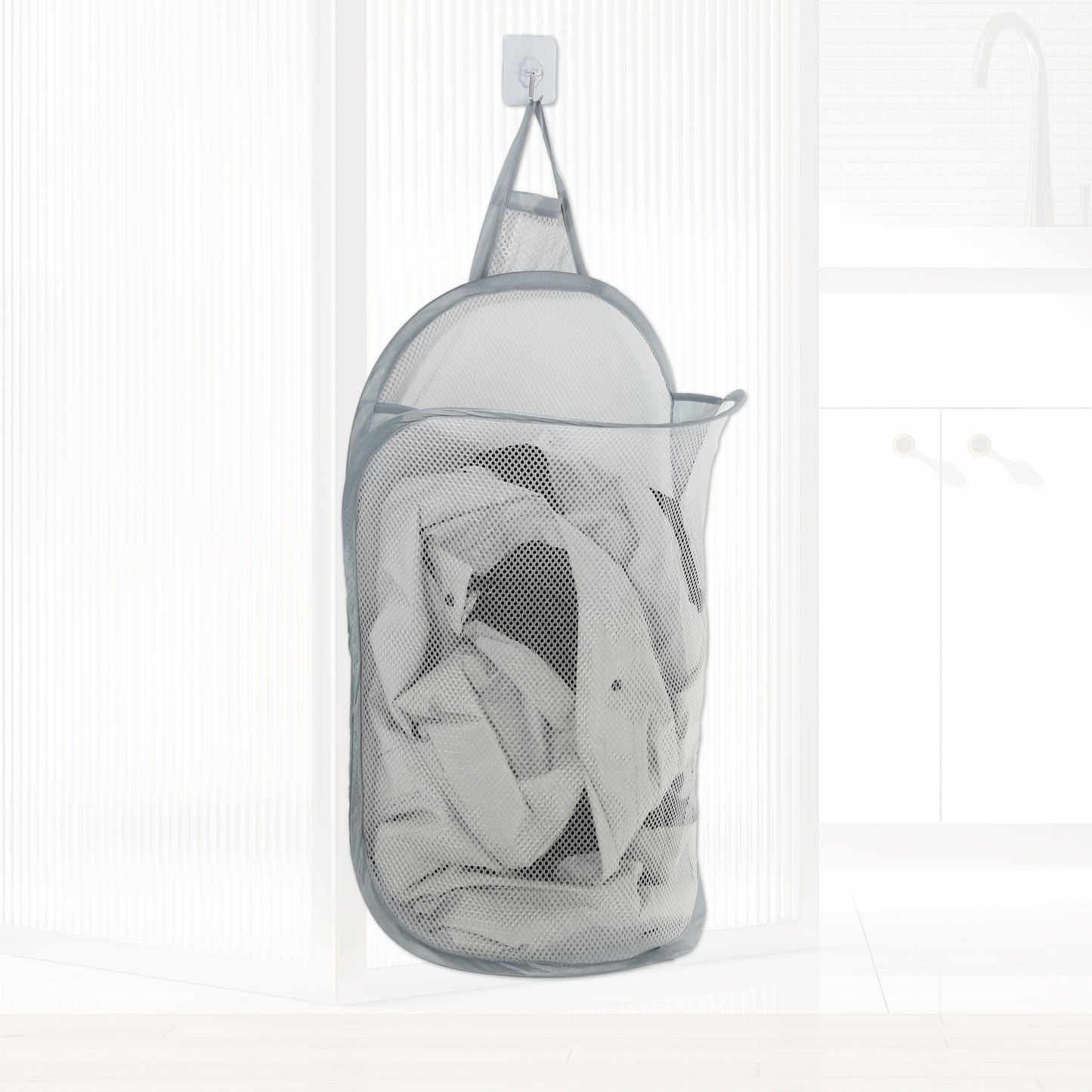 Wall-mounted Folding Laundry Basket for Bathroom 15.75"x7.87"x23.62" 48L Gray