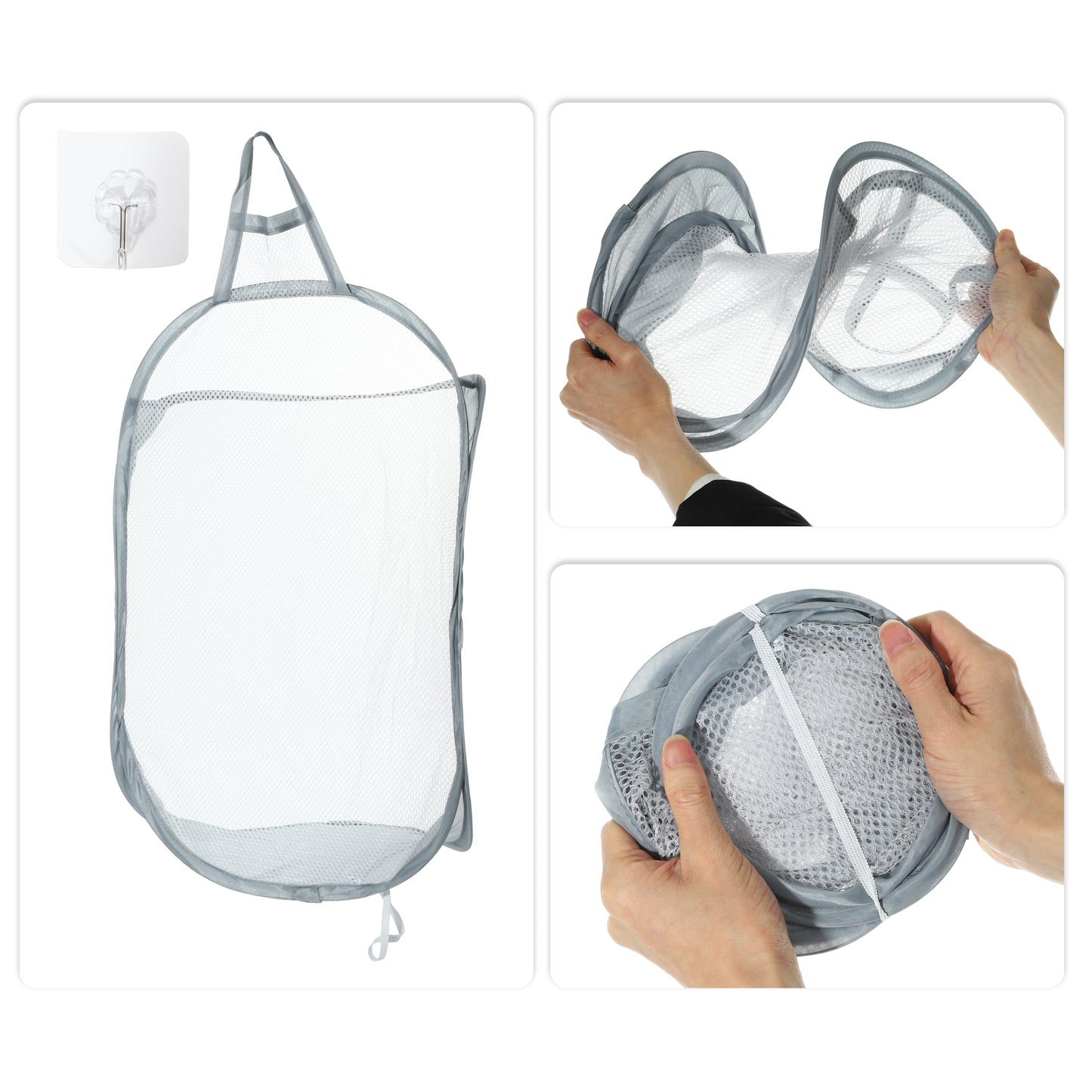 Wall-mounted Folding Laundry Basket for Bathroom 15.75"x7.87"x23.62" 48L Gray