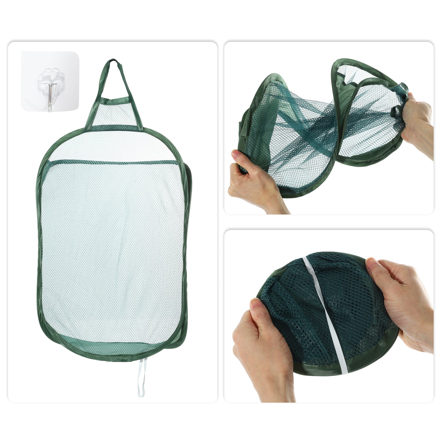 Wall-mounted Folding Laundry Basket for Bathroom 15.75"x7.87"x23.62" 48L Green