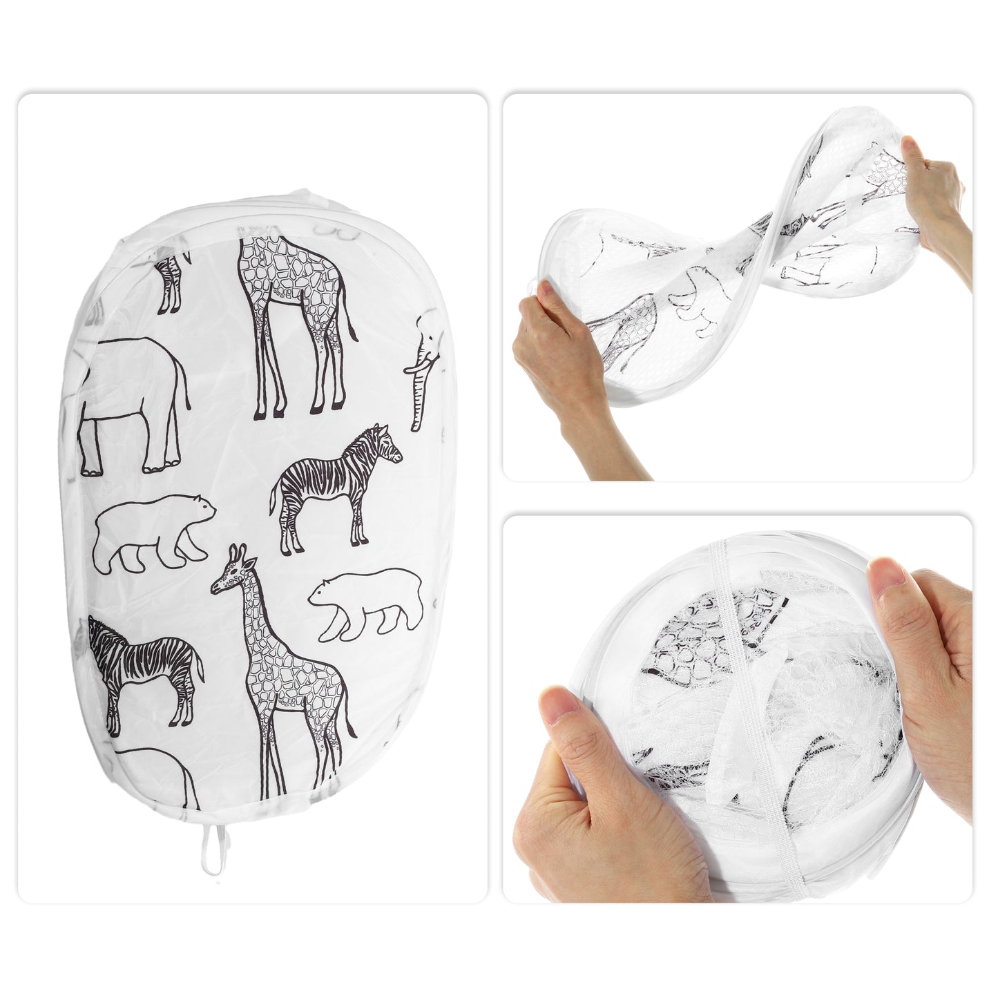 Folding Laundry Basket Durable Laundry Hamper for Bathroom 40L White