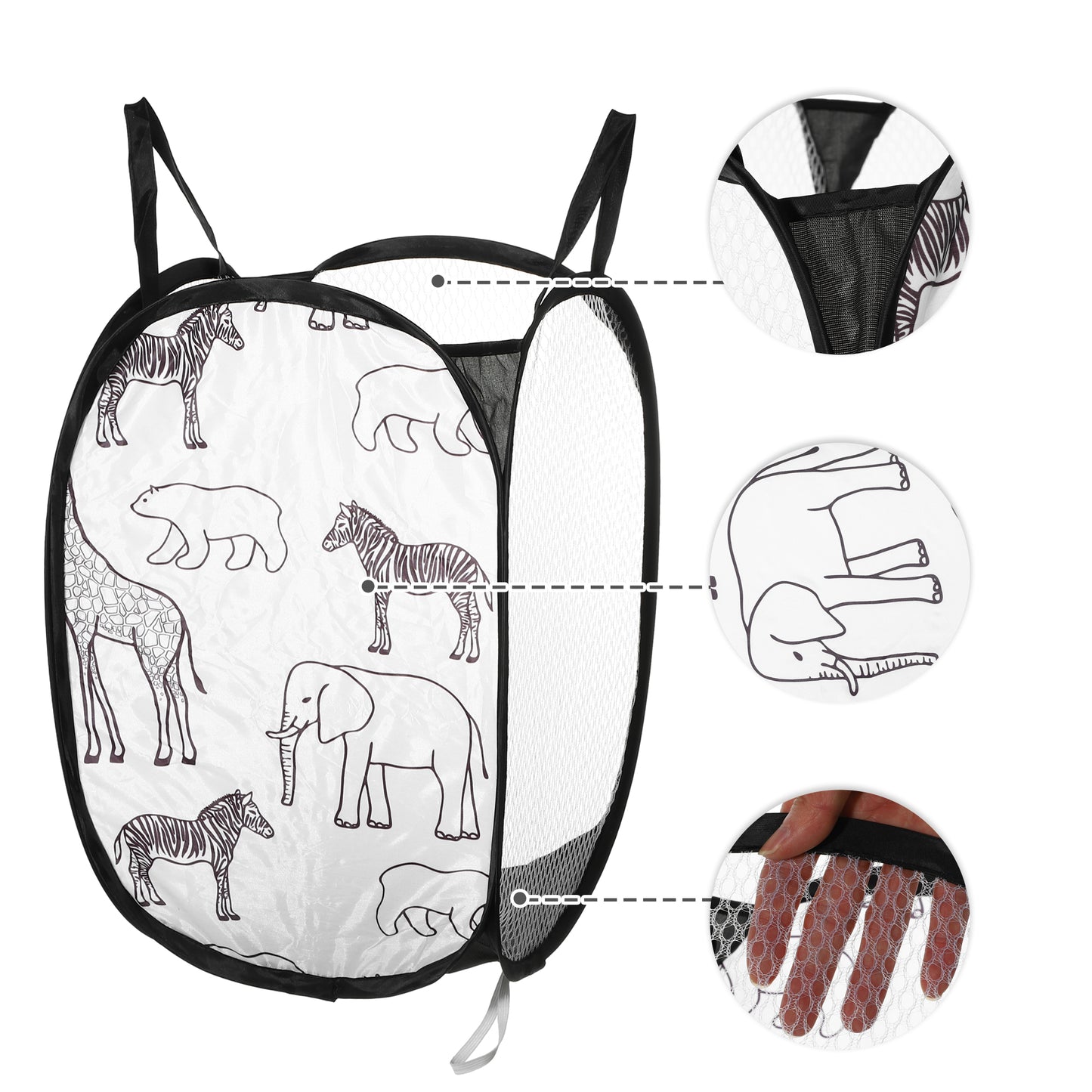 Folding Laundry Basket Durable Laundry Hamper for Bathroom 40L Black