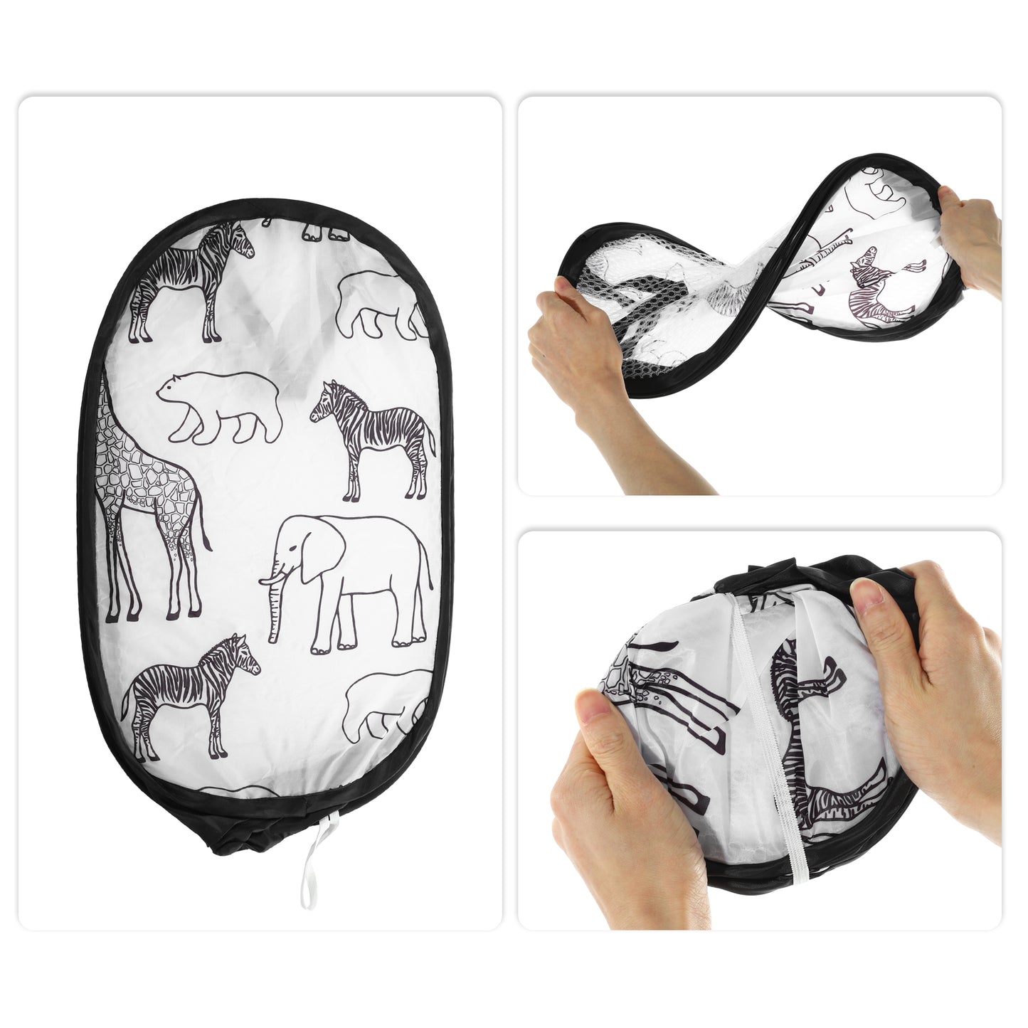 Folding Laundry Basket Durable Laundry Hamper for Bathroom 40L Black