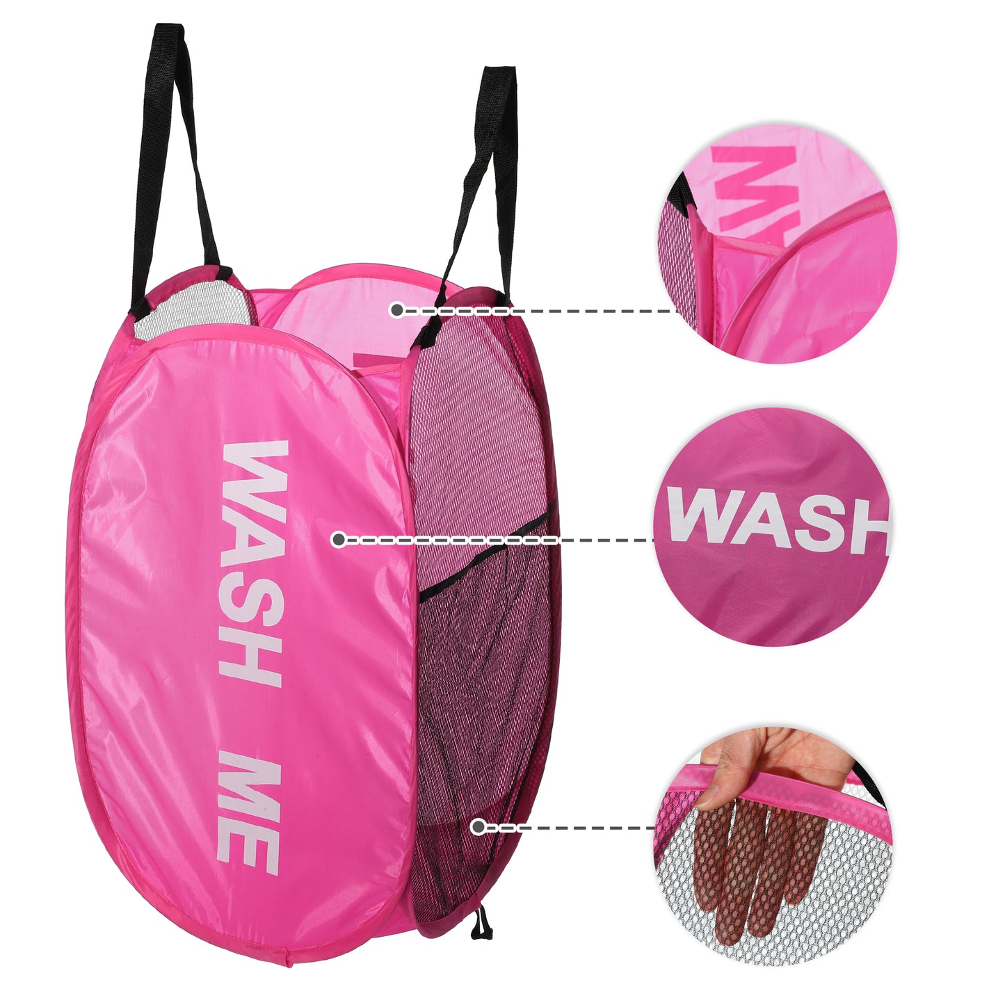 Folding Laundry Basket Durable Folding Laundry Hamper for Bathroom 75L Pink