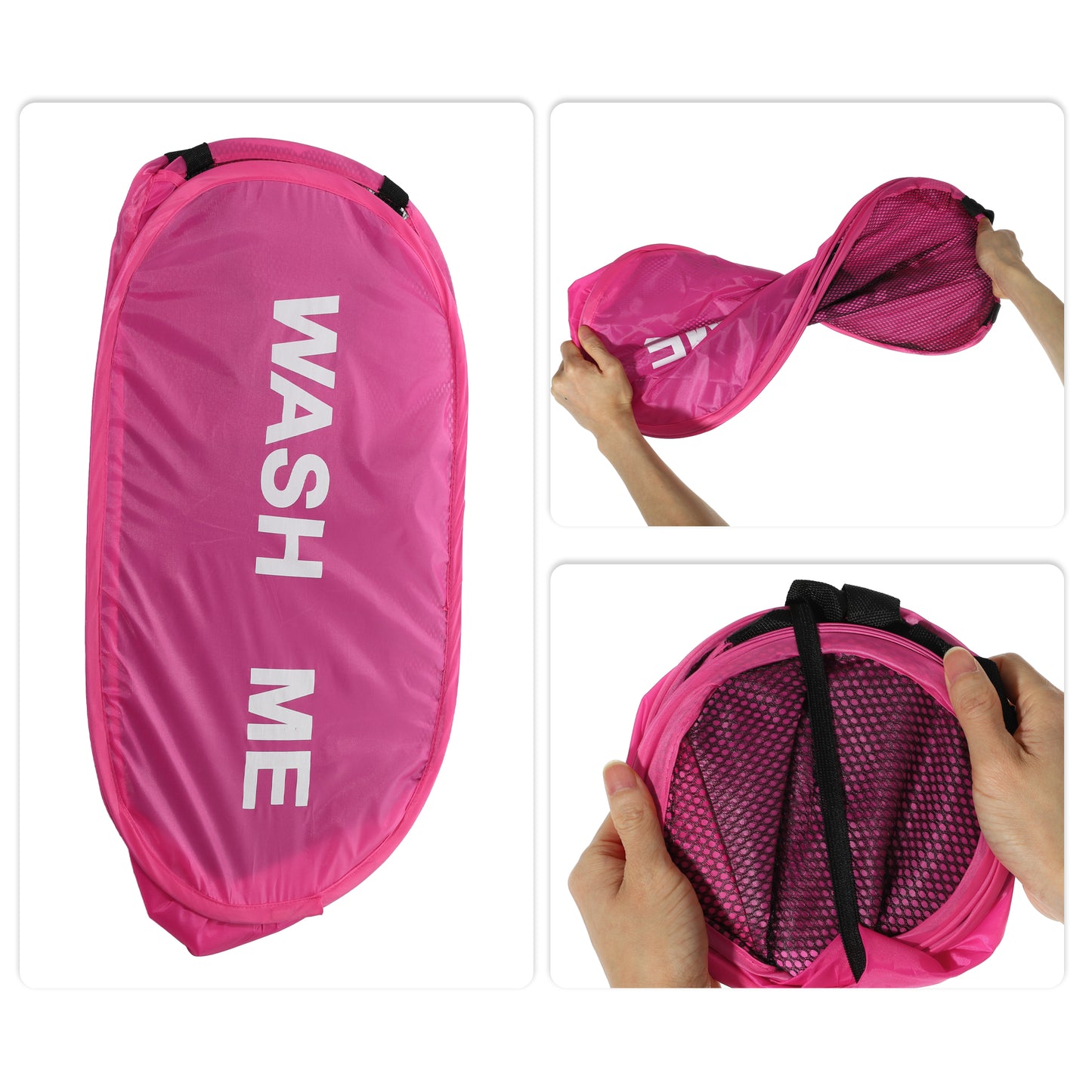 Folding Laundry Basket Durable Folding Laundry Hamper for Bathroom 75L Pink