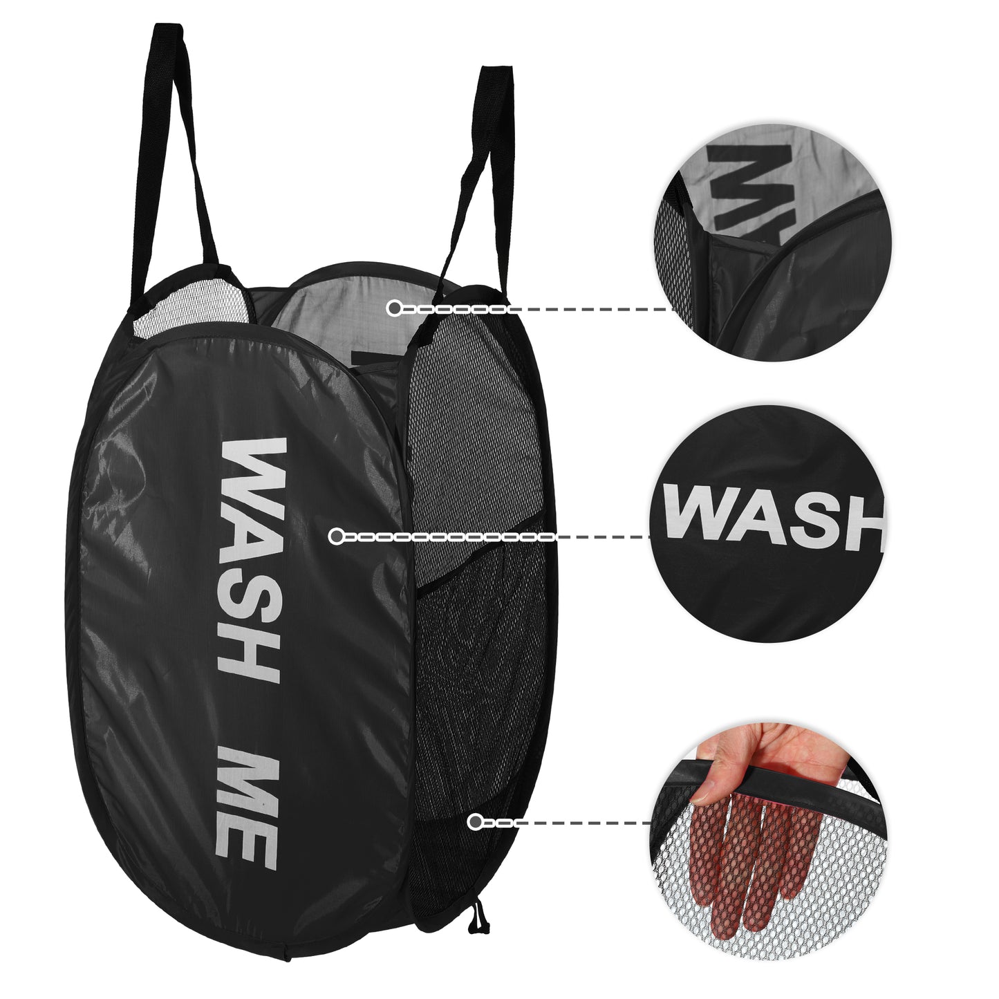Folding Laundry Basket Durable Folding Laundry Hamper for Bathroom 75L Black