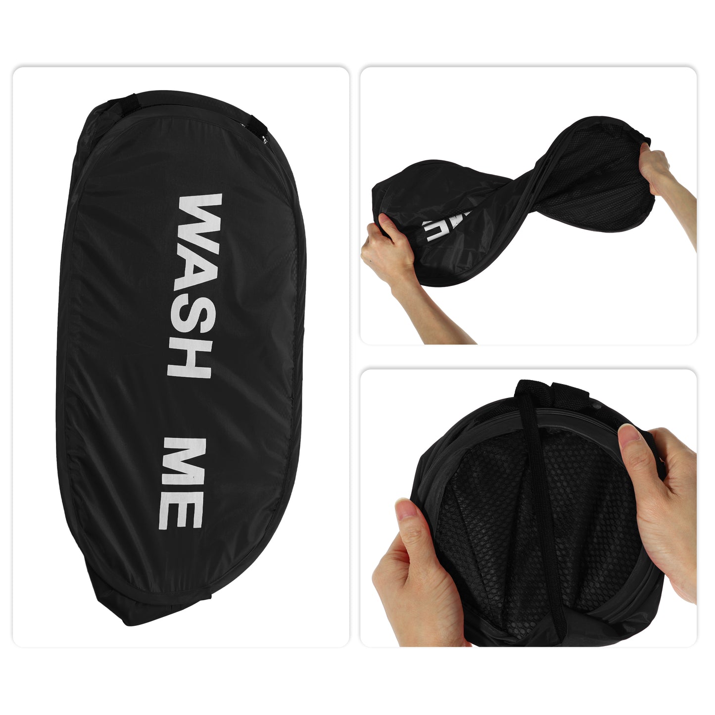 Folding Laundry Basket Durable Folding Laundry Hamper for Bathroom 75L Black