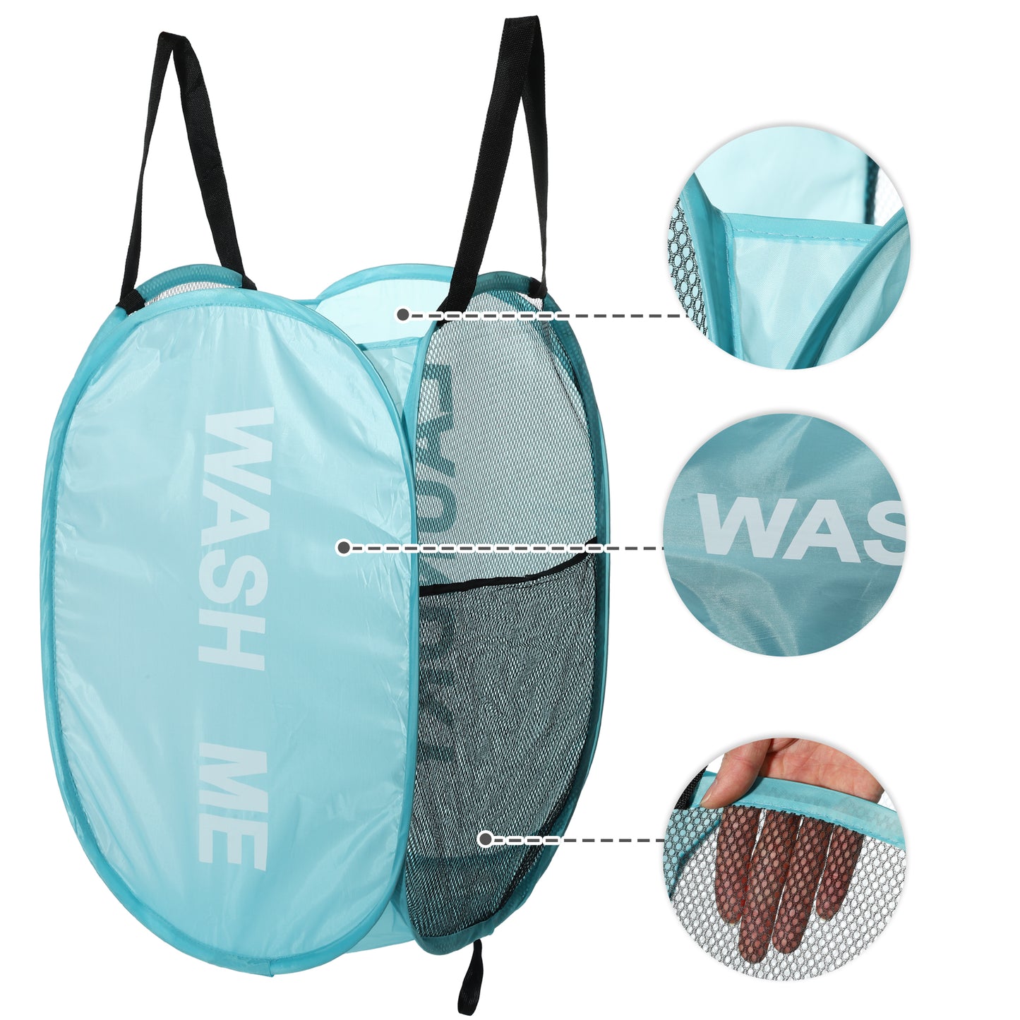Folding Laundry Basket Durable Folding Laundry Hamper for Bathroom 75L Blue