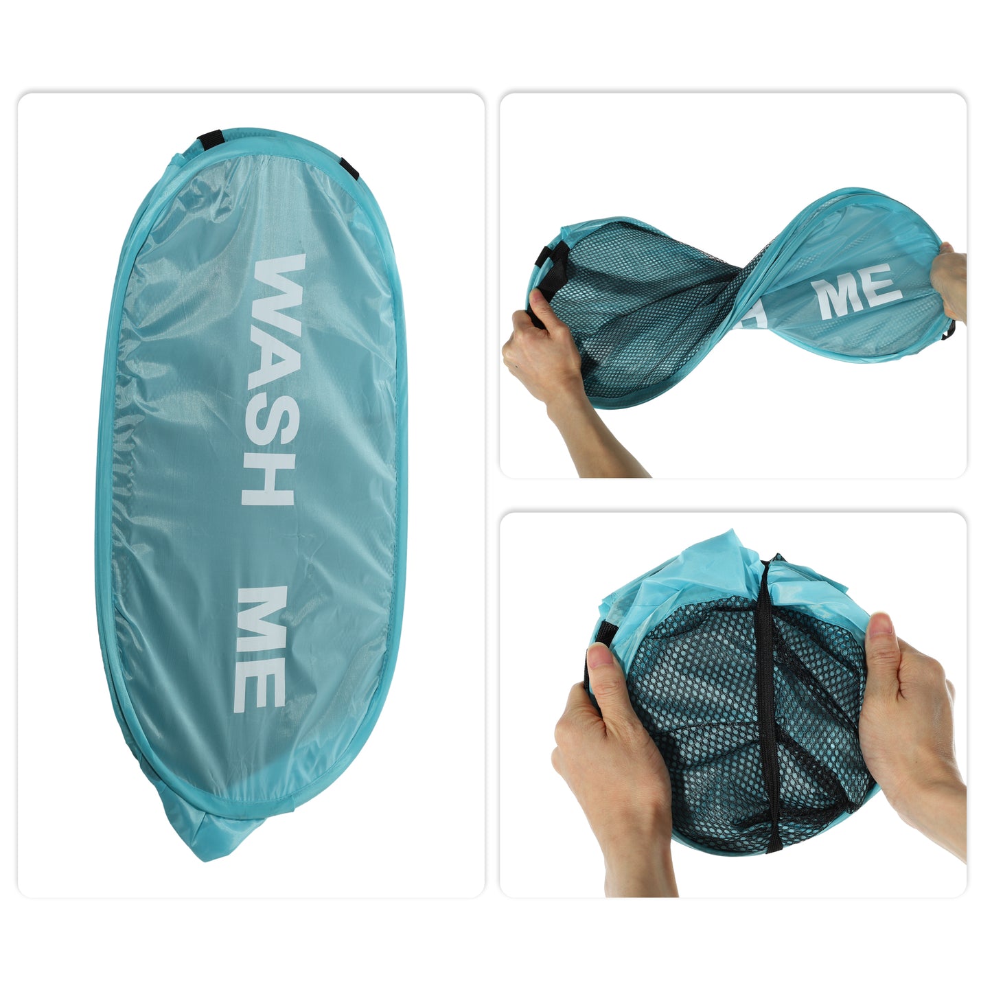 Folding Laundry Basket Durable Folding Laundry Hamper for Bathroom 75L Blue