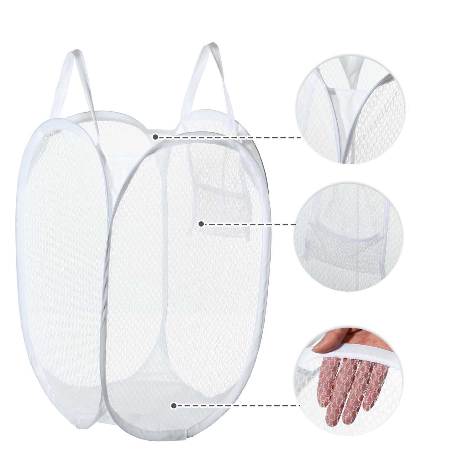 Folding Laundry Basket Durable Laundry Hamper for Bathroom 40L White