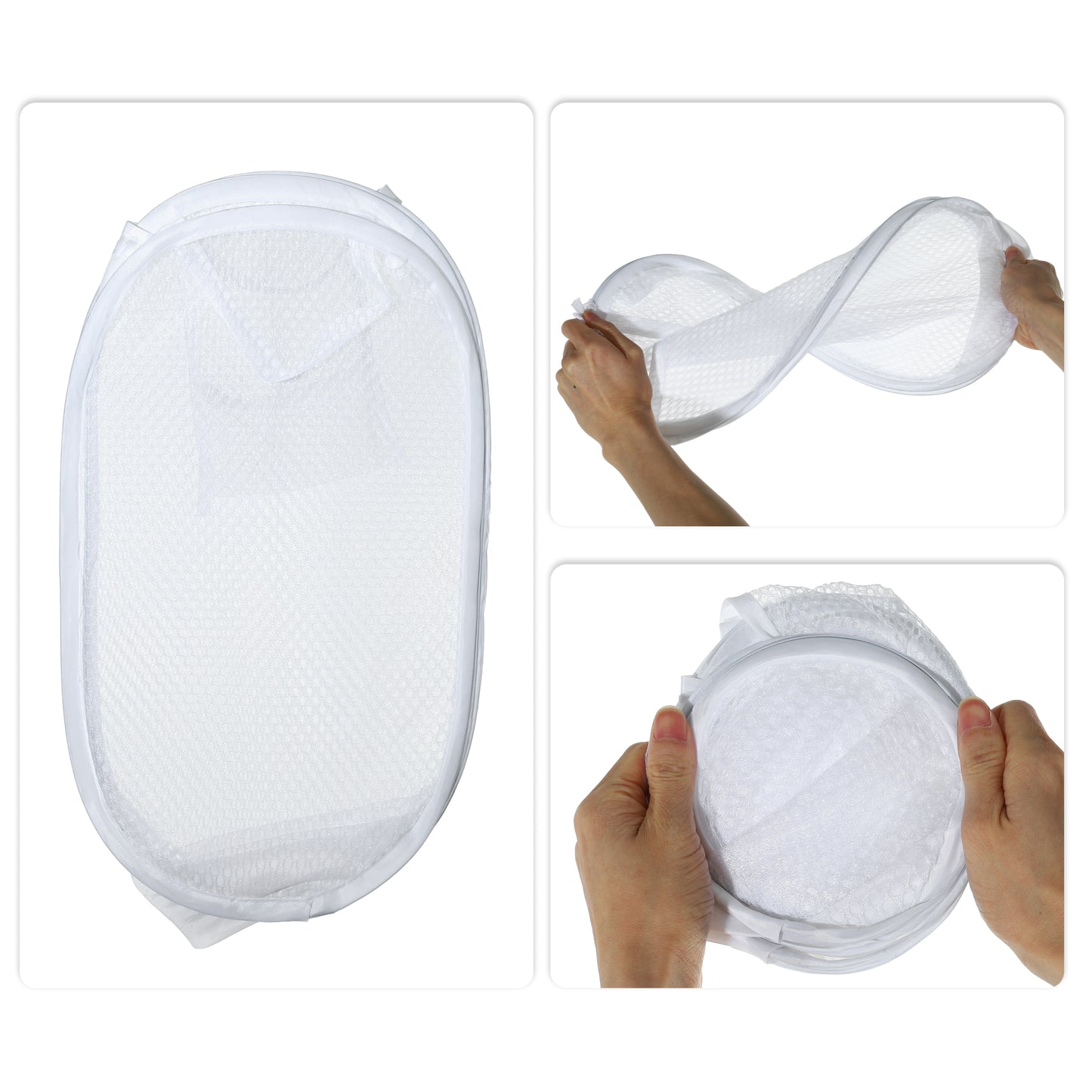 Folding Laundry Basket Durable Laundry Hamper for Bathroom 40L White