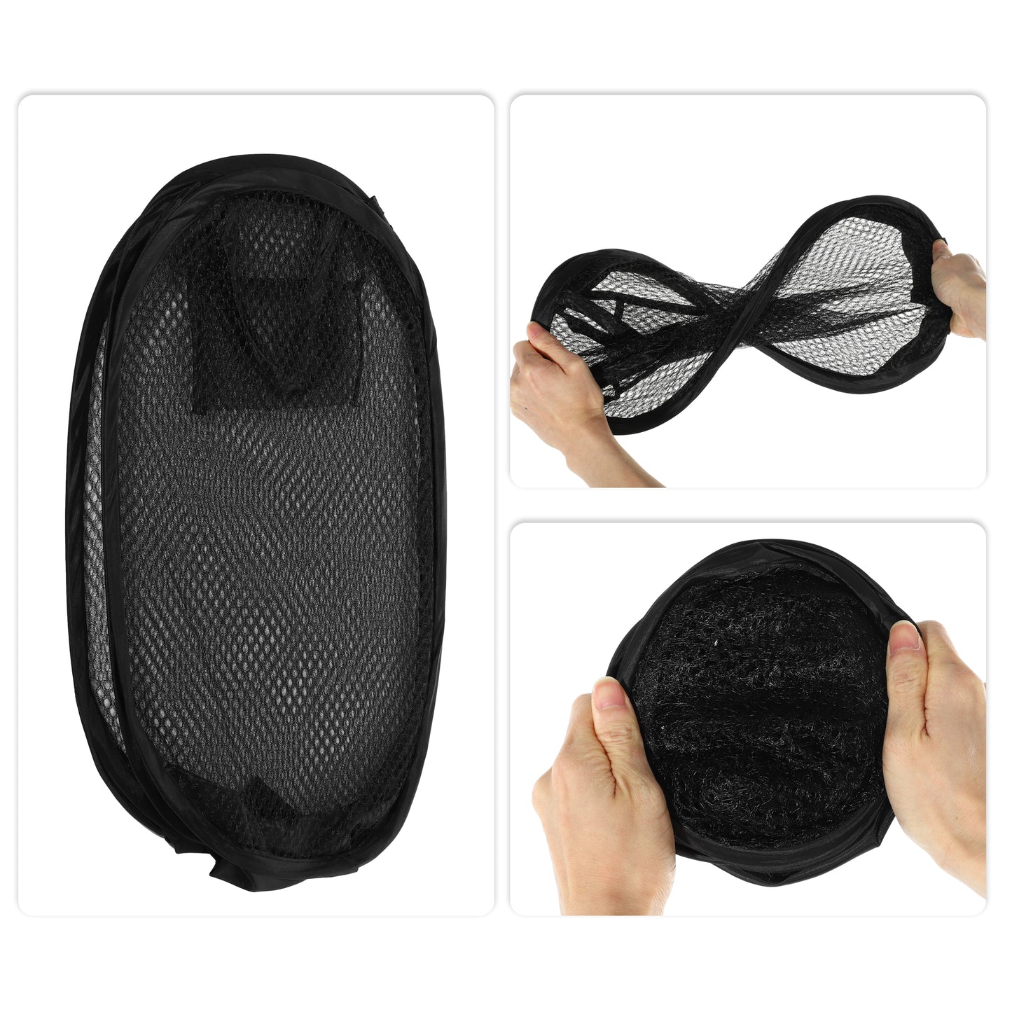 Folding Laundry Basket Durable Laundry Hamper for Bathroom 40L Black