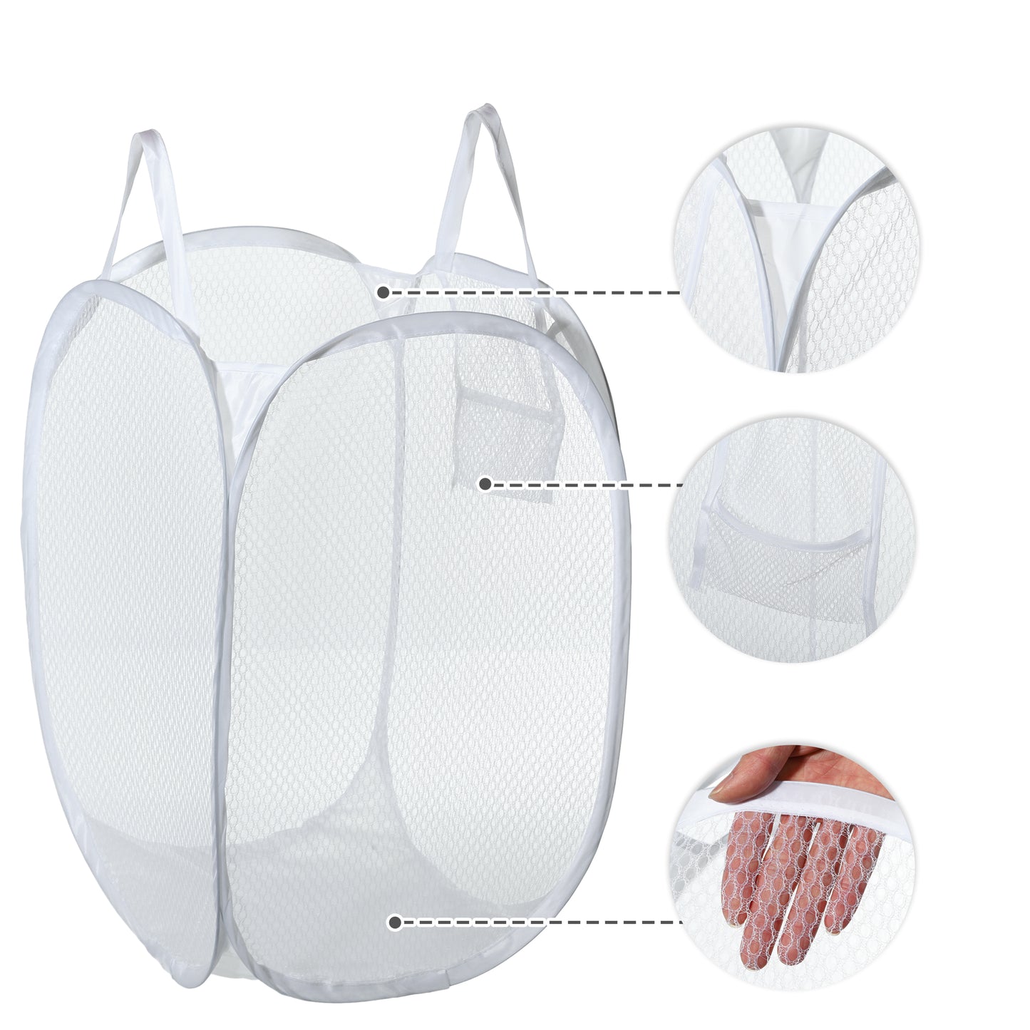Folding Laundry Basket Durable Laundry Hamper for Bathroom 50L White