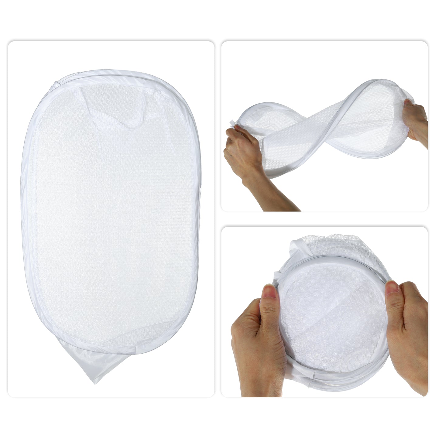 Folding Laundry Basket Durable Laundry Hamper for Bathroom 50L White