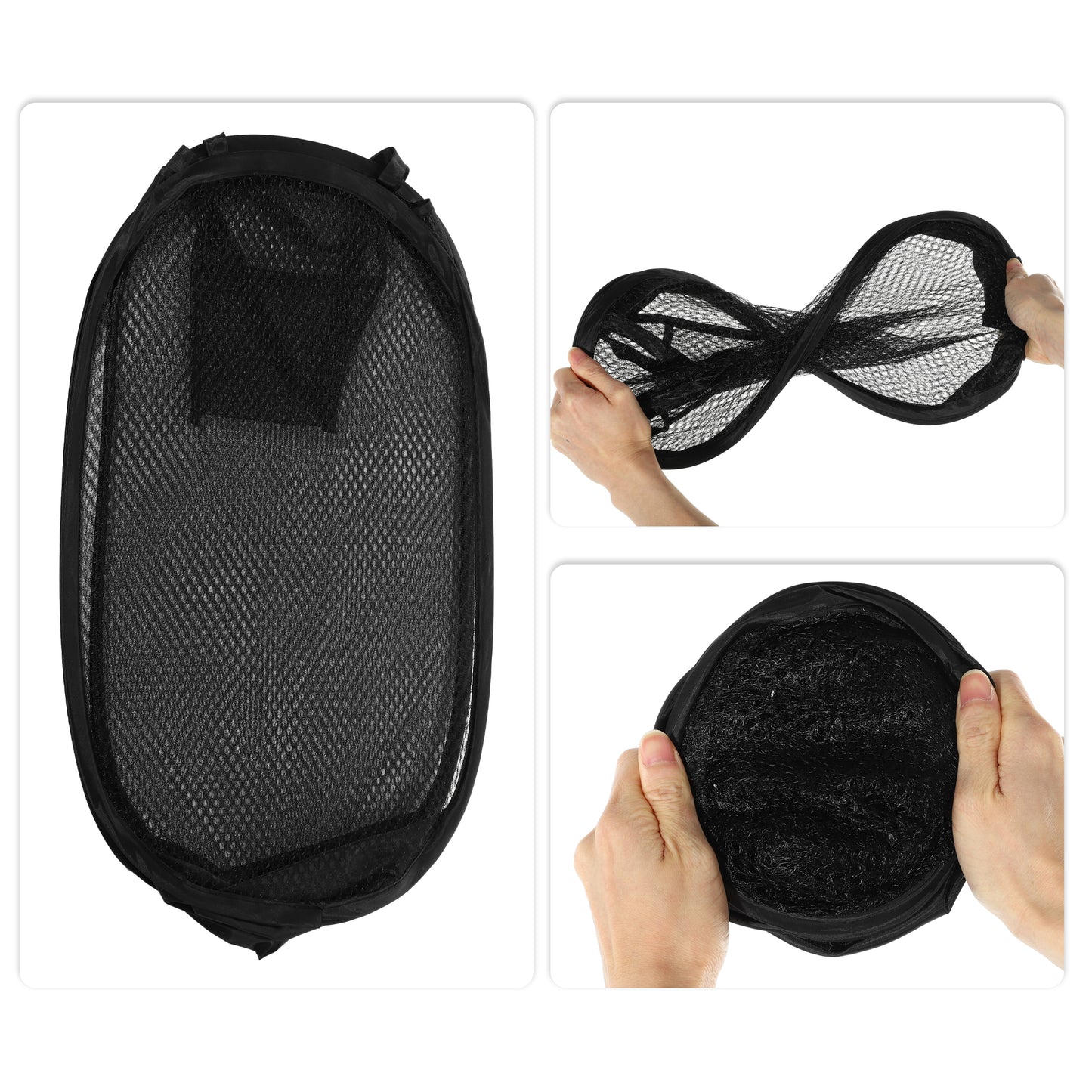 Folding Laundry Basket Durable Laundry Hamper for Bathroom 50L Black