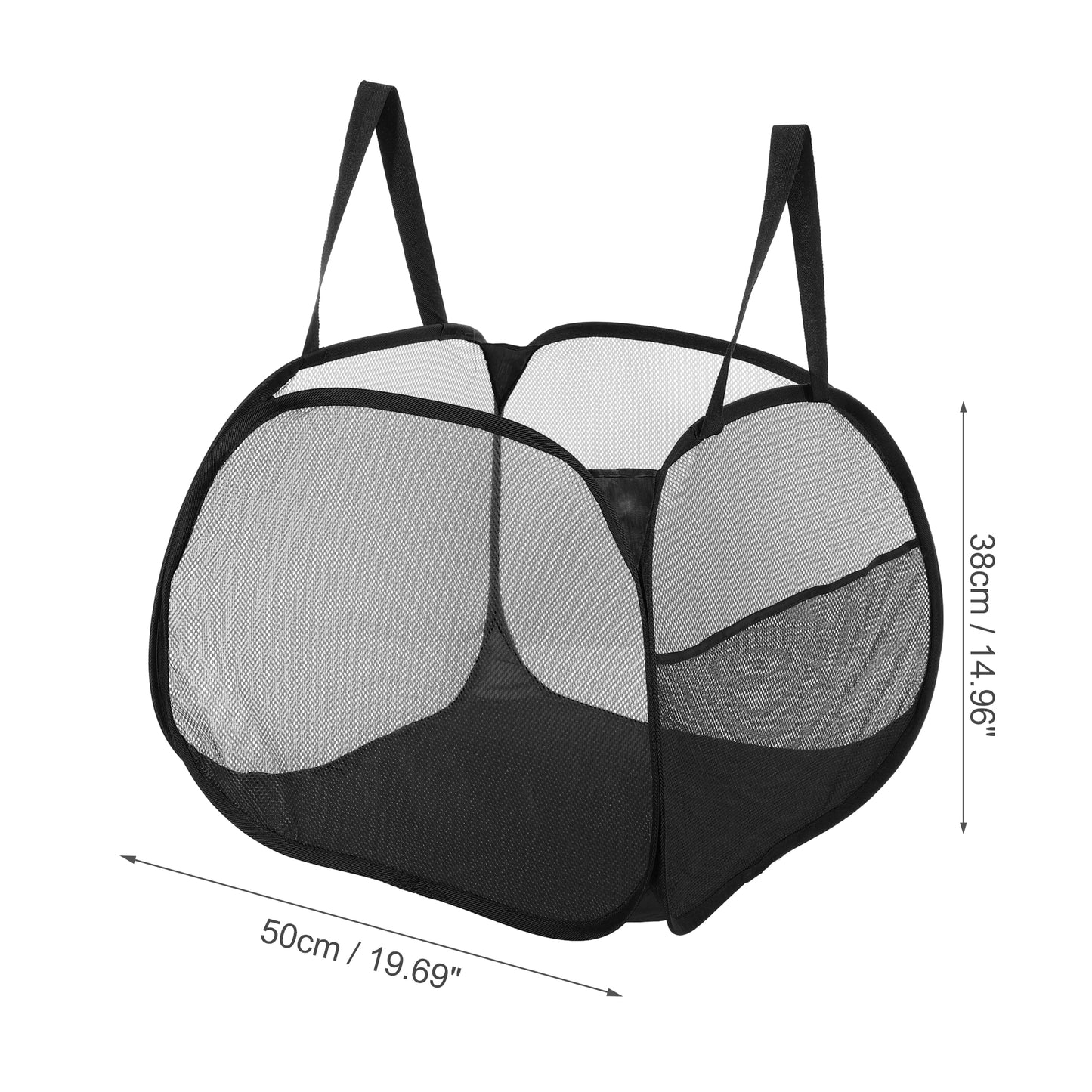 Folding Laundry Basket Portable Hamper Basket for Bathroom 90L Black