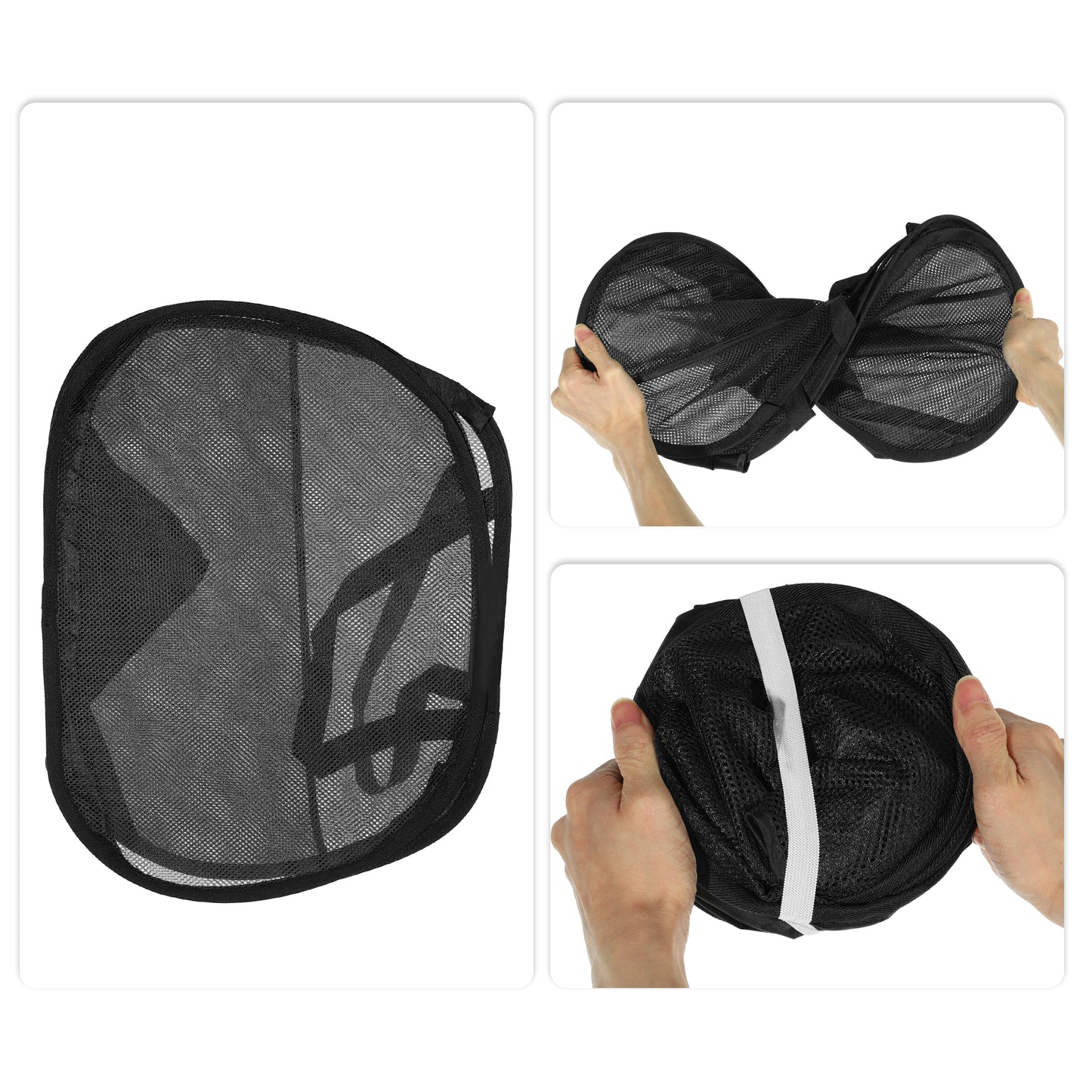 Folding Laundry Basket Portable Hamper Basket for Bathroom 90L Black