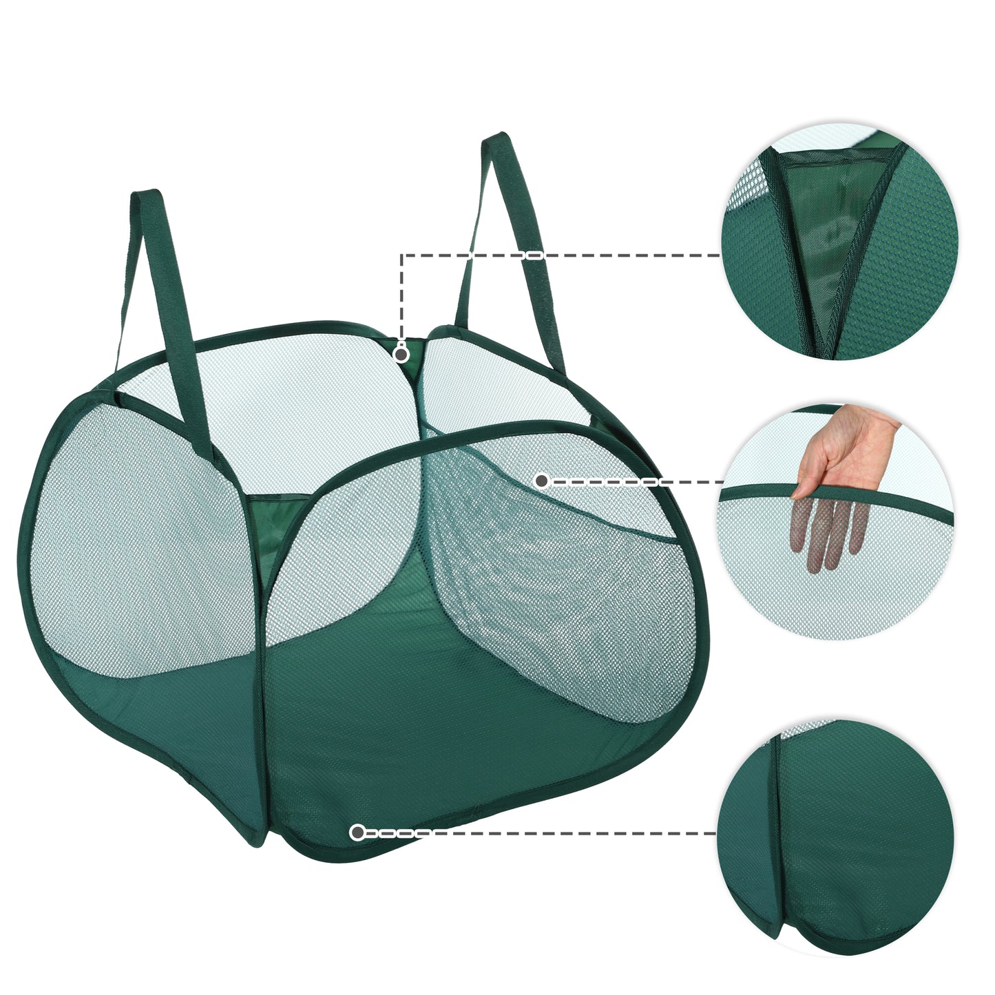 Folding Laundry Basket Portable Hamper Basket for Bathroom 90L Green