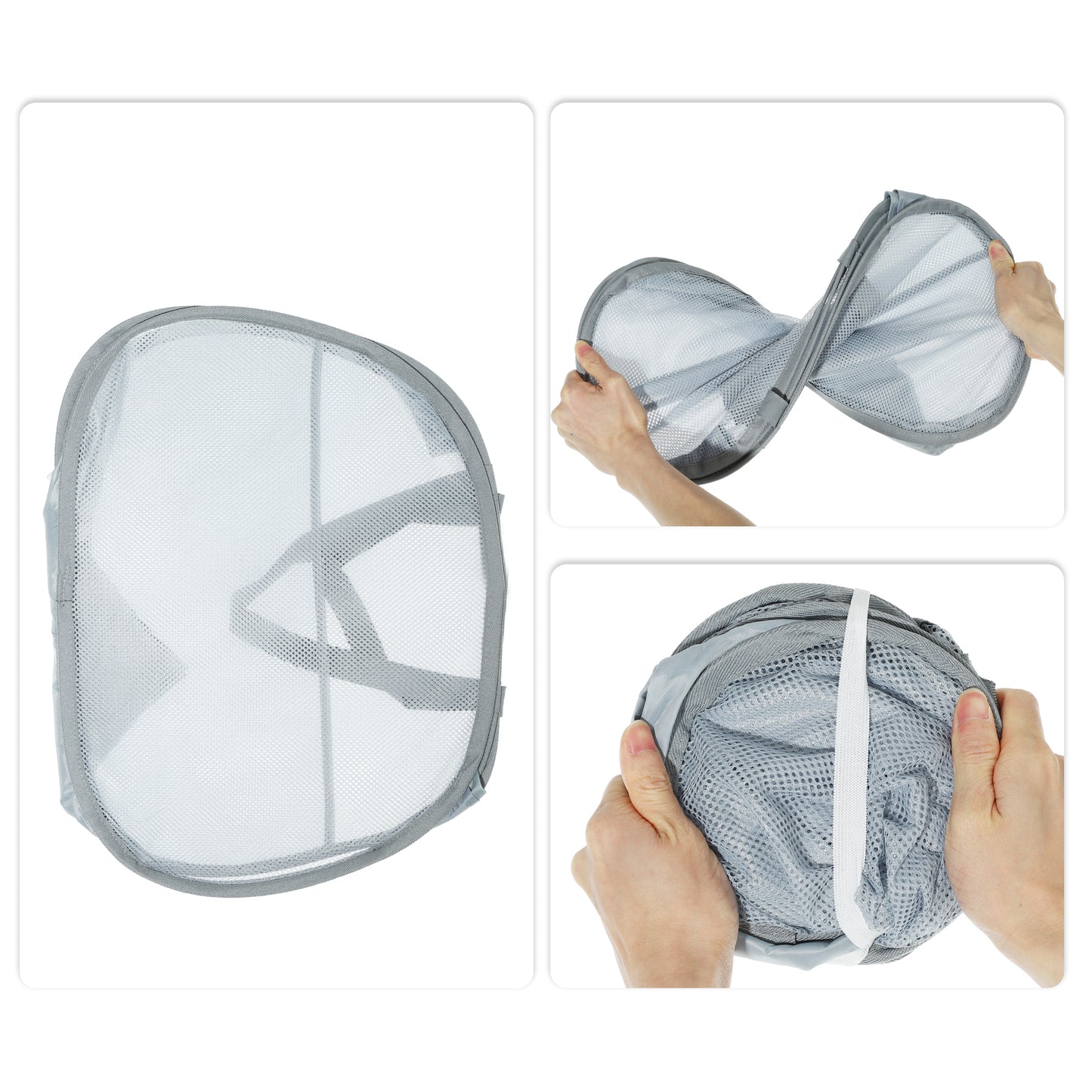 Folding Laundry Basket Portable Hamper Basket for Bathroom 90L Gray