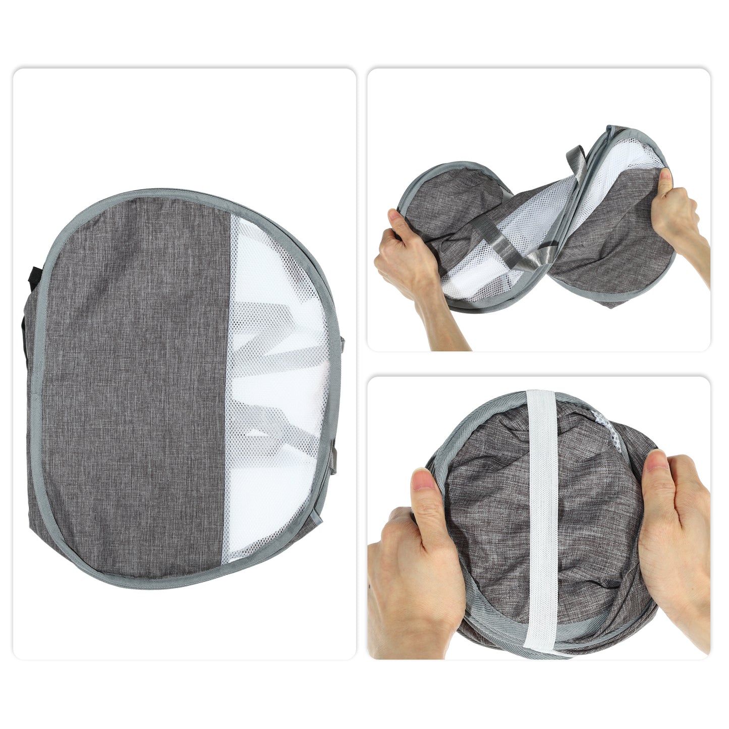 Folding Laundry Basket Breathable Hamper Basket for Bathroom 90L Gray