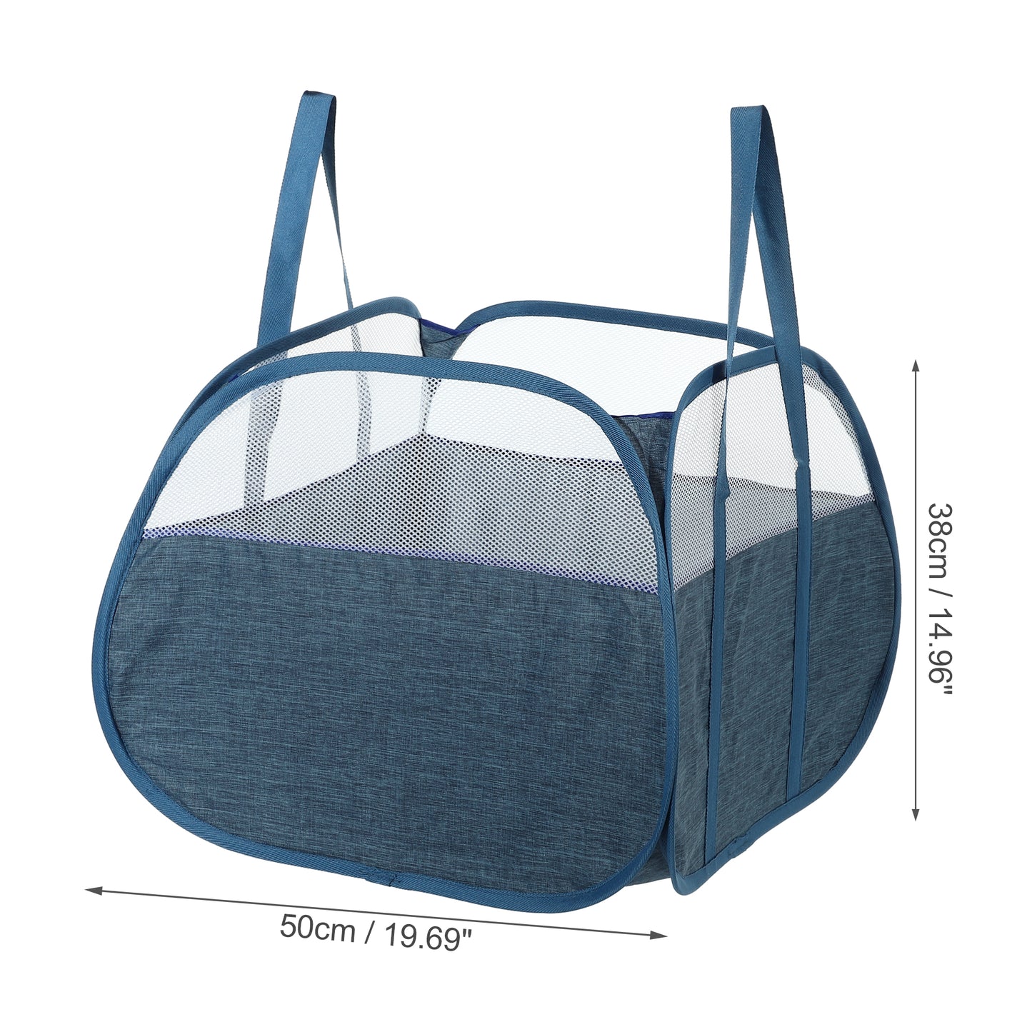 Folding Laundry Basket Breathable Hamper Basket for Bathroom 90L Blue