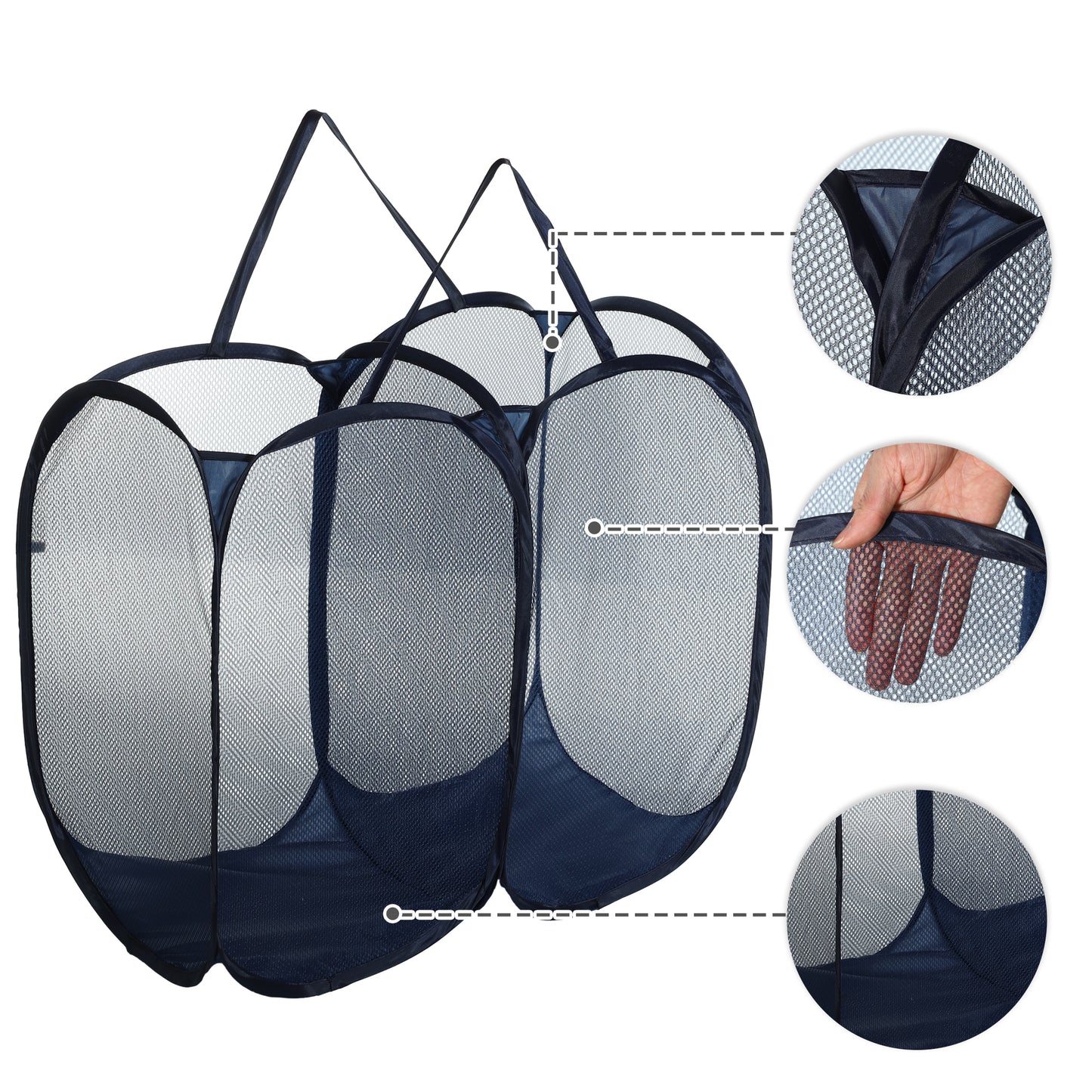 Folding Laundry Basket Portable Hamper Basket for Bathroom 140L Blue