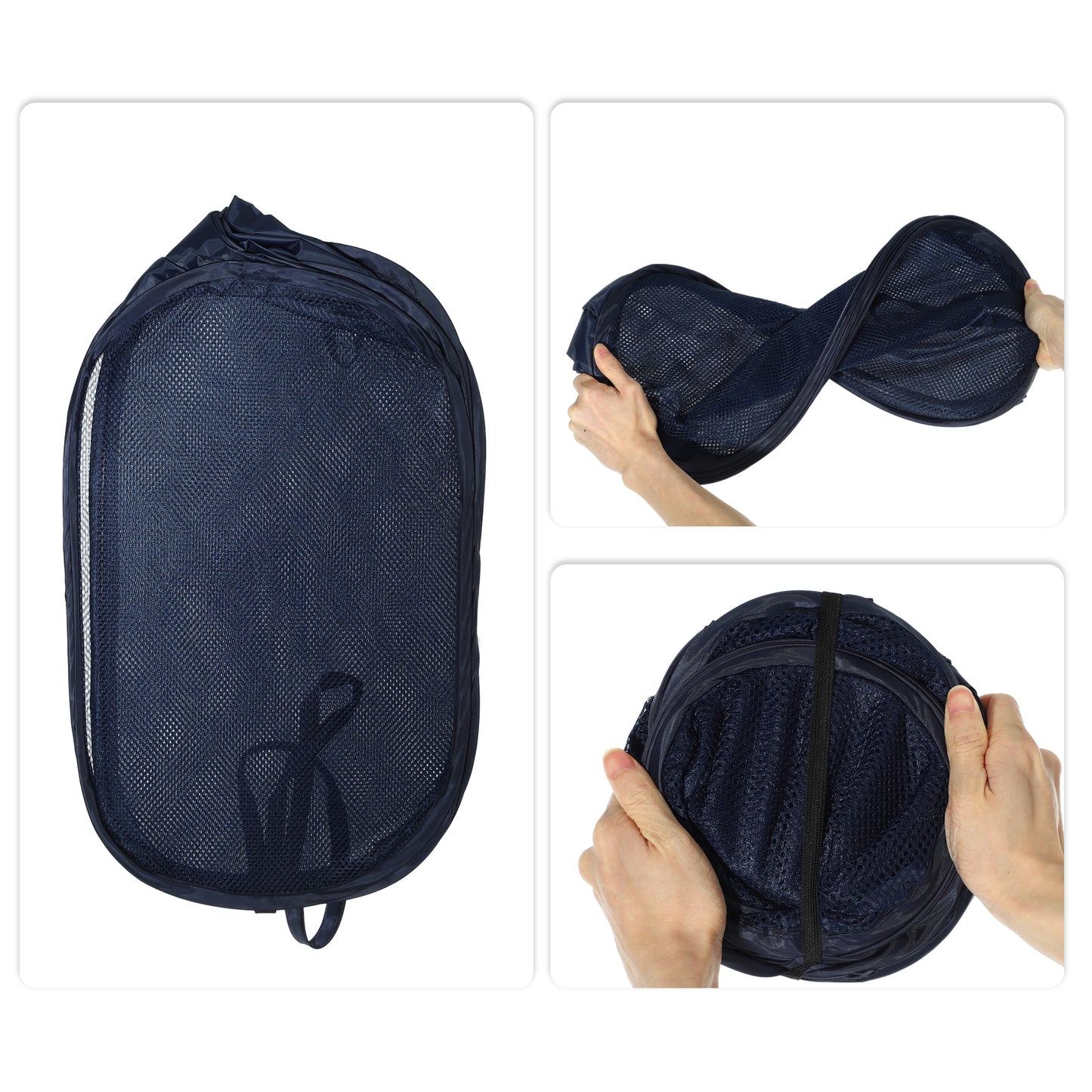 Folding Laundry Basket Portable Hamper Basket for Bathroom 140L Blue