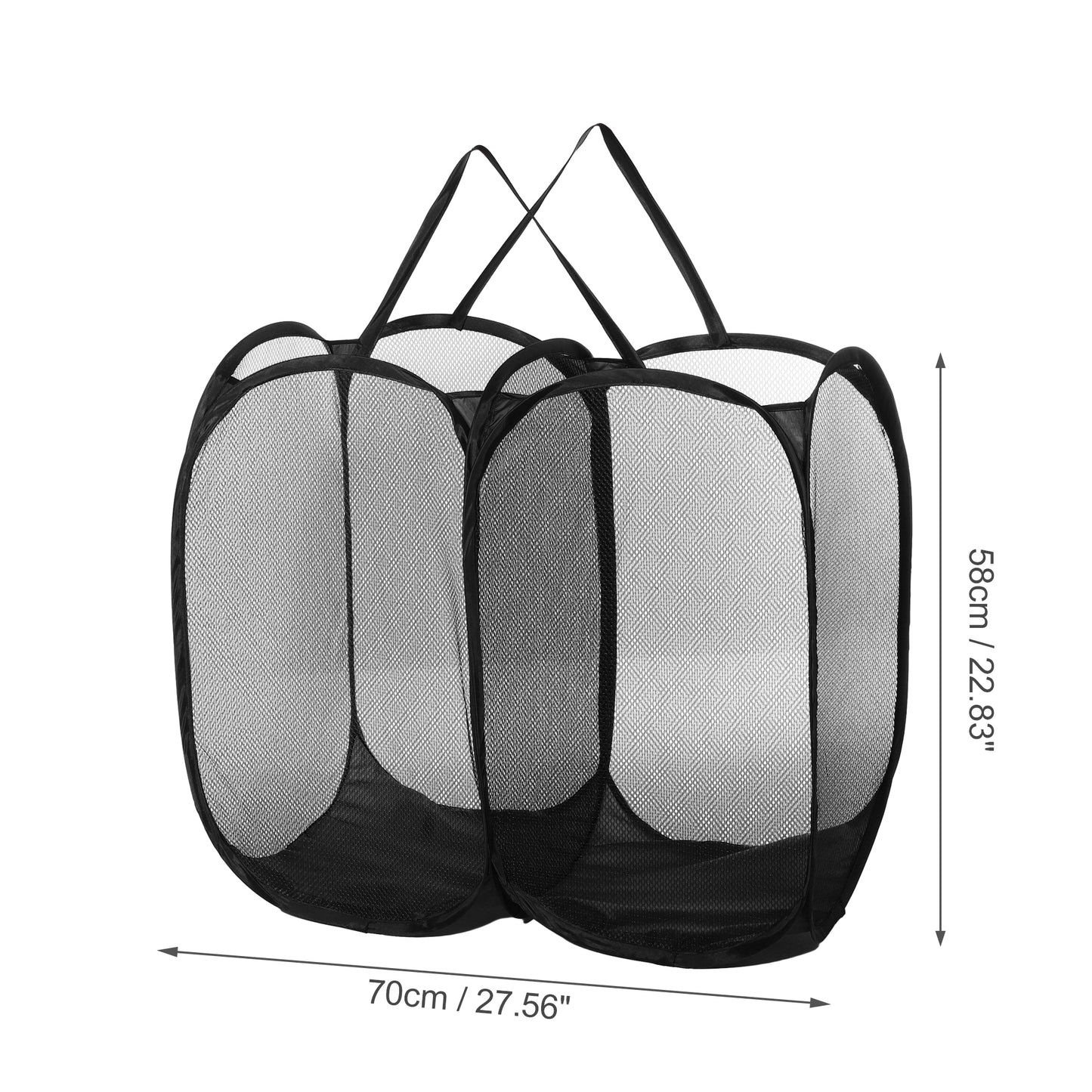 Folding Laundry Basket Portable Hamper Basket for Bathroom 140L Black